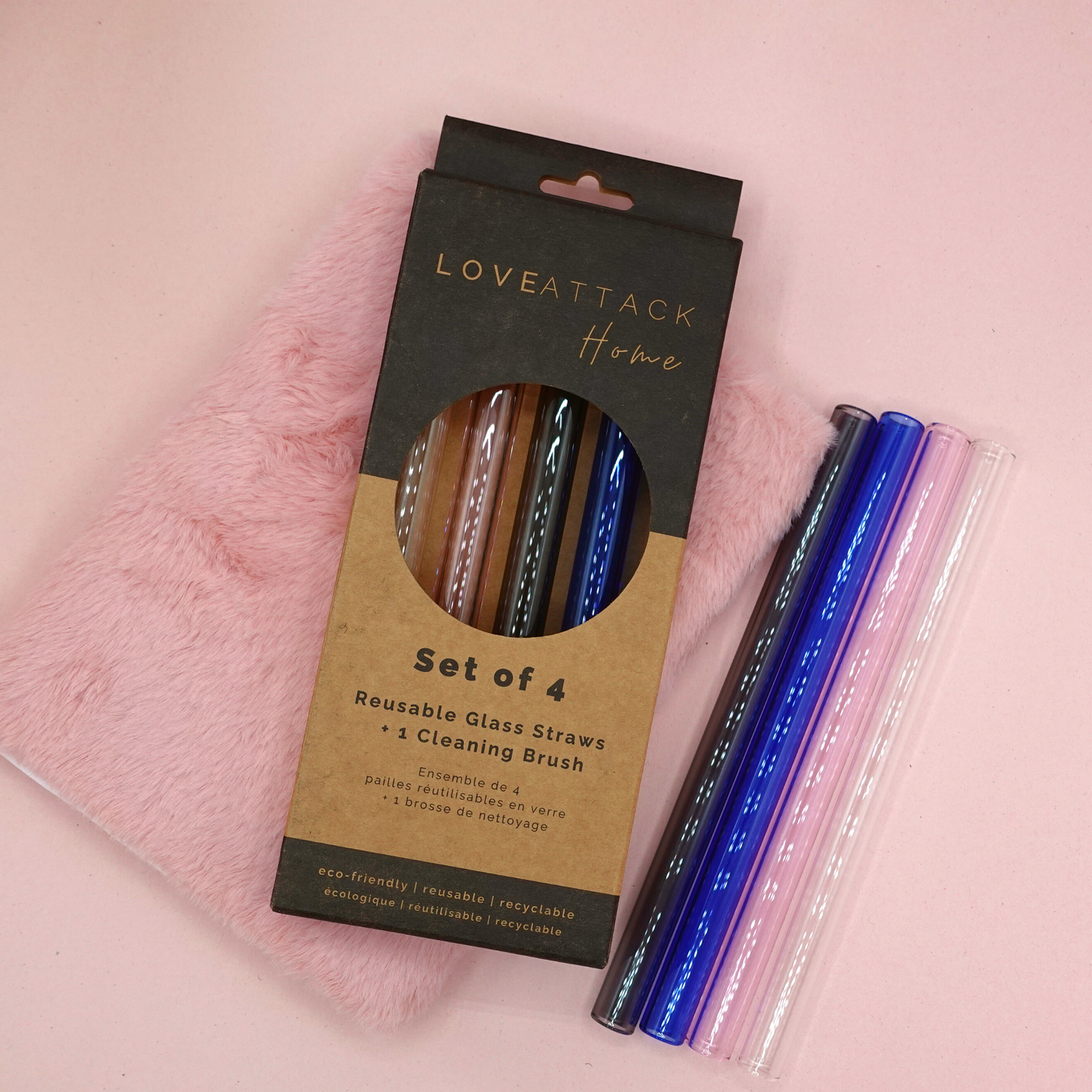 Reusable Borosilicate Glass Drinking Straws - 4 Pack