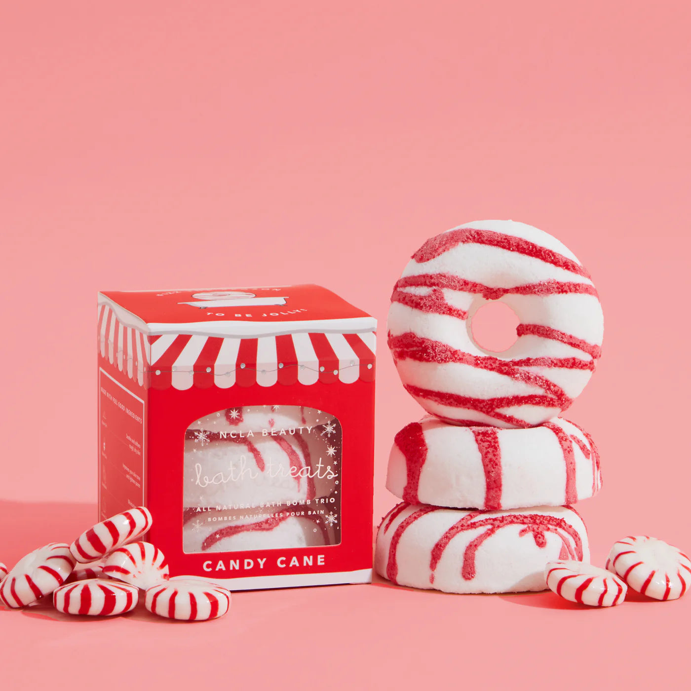 Candy Cane Bath Bomb Trio