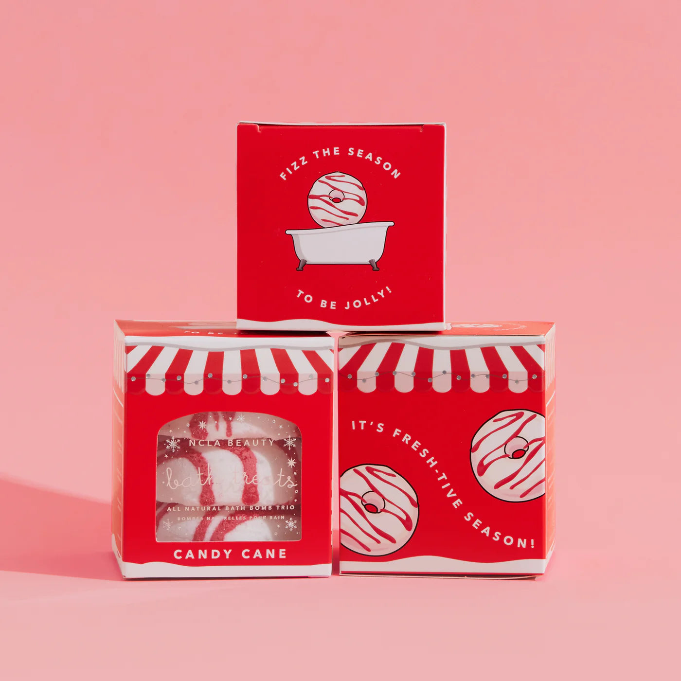 Candy Cane Bath Bomb Trio