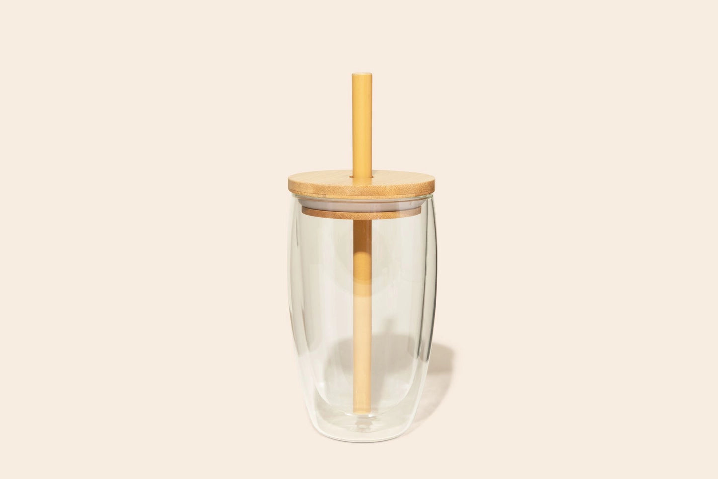 Bamboo and Glass Cup with Straw