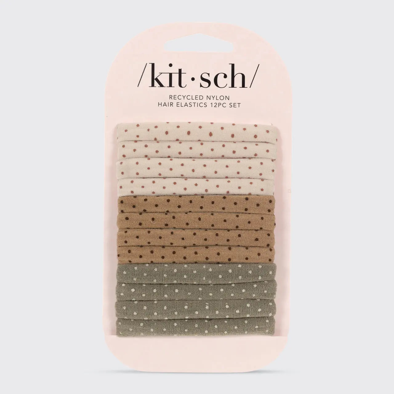 Recycled Nylon Hair Elastics 12pc Set - Polka Dot