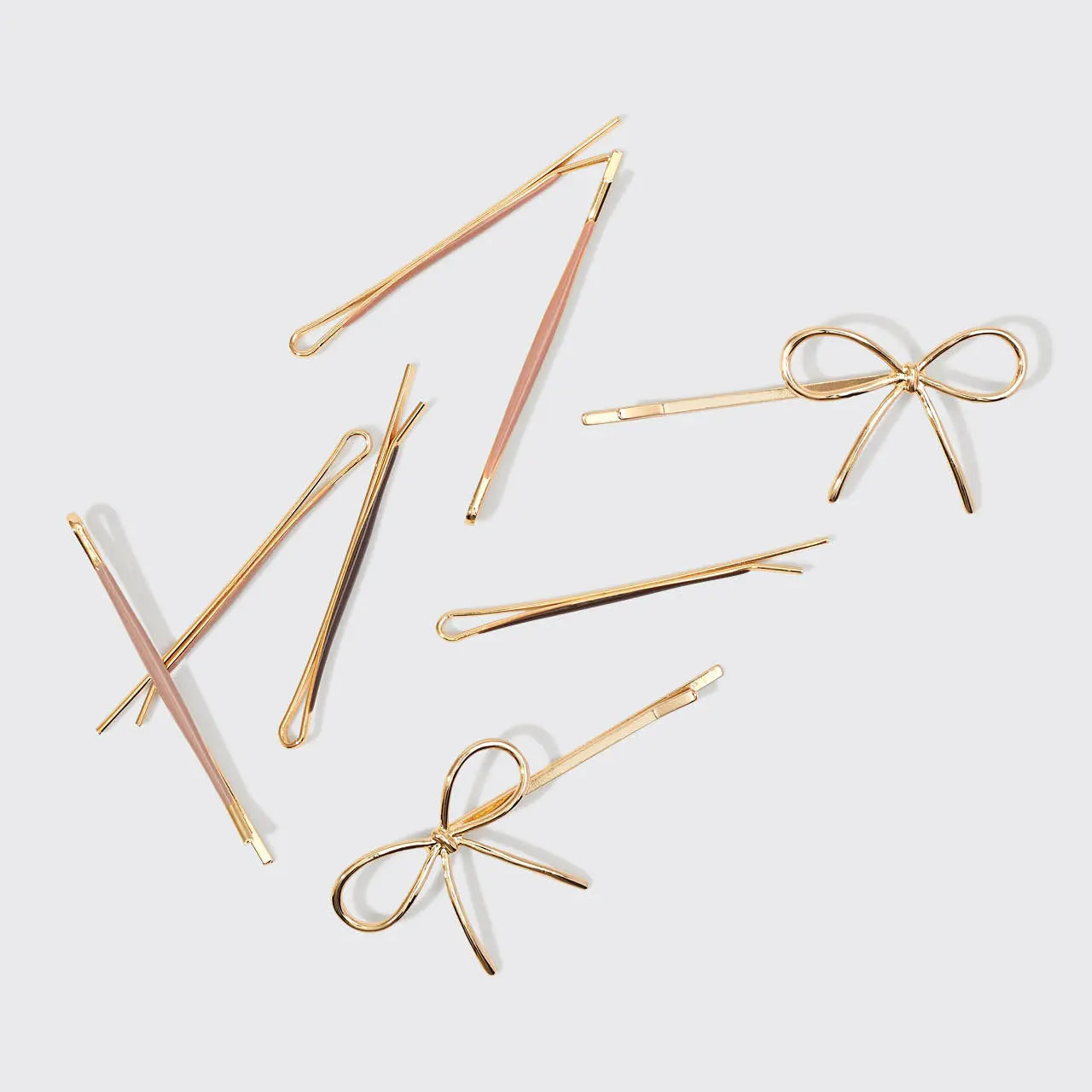 Metal Enamel Bobby Pins and Bow Set