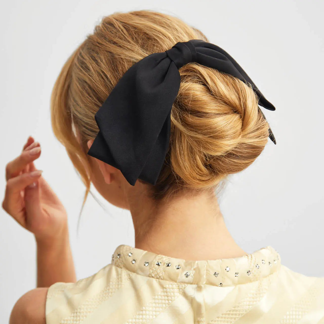 Black Bow Clip Made with Recycled Fabric