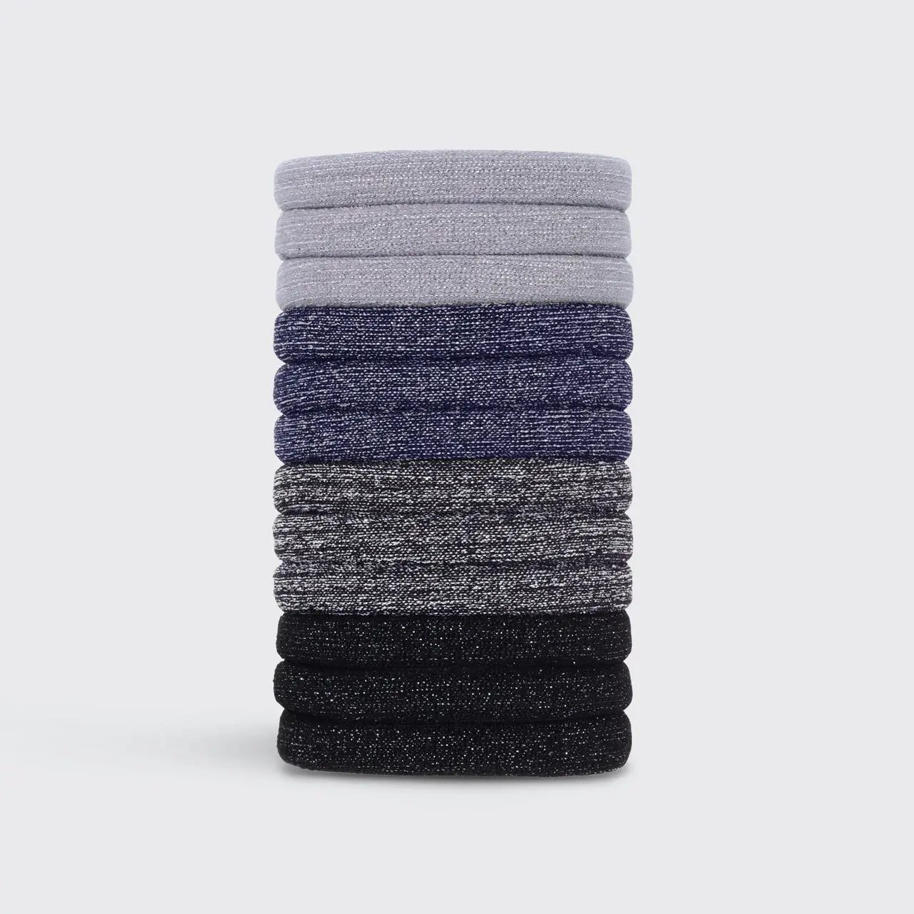 Recycled Nylon Hair Elastics 12pc Set - Dark Glitter
