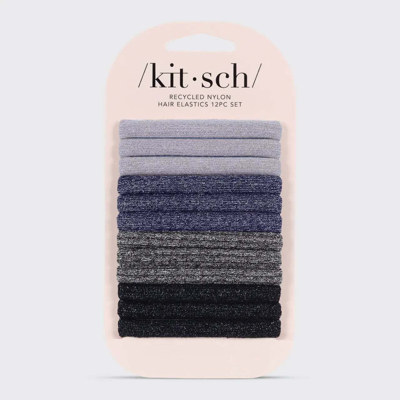Recycled Nylon Hair Elastics 12pc Set - Dark Glitter