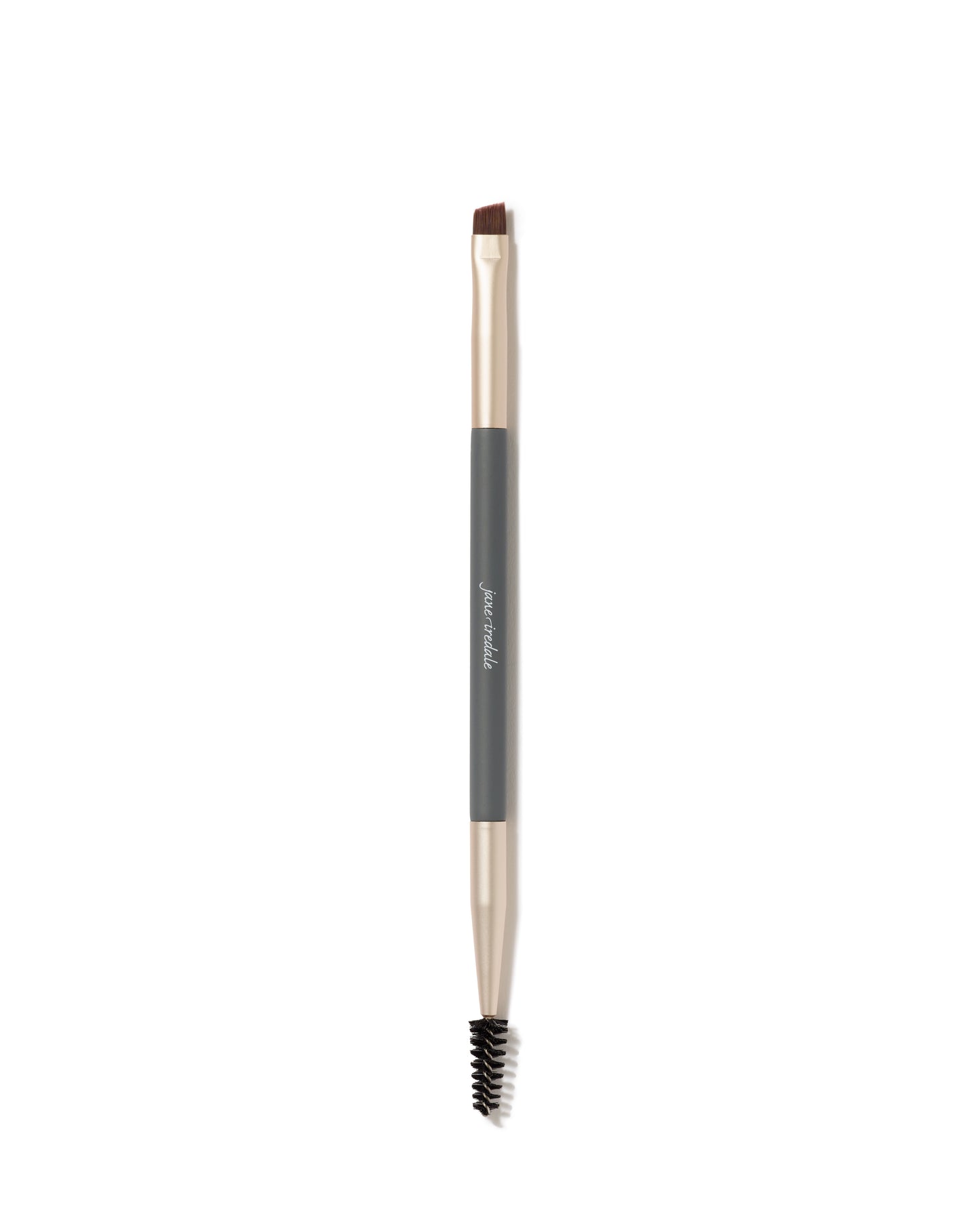 Eye/Brow Brush featuring an angled head for precise application and a spoolie for blending, crafted with soft fibers for even, professional results.