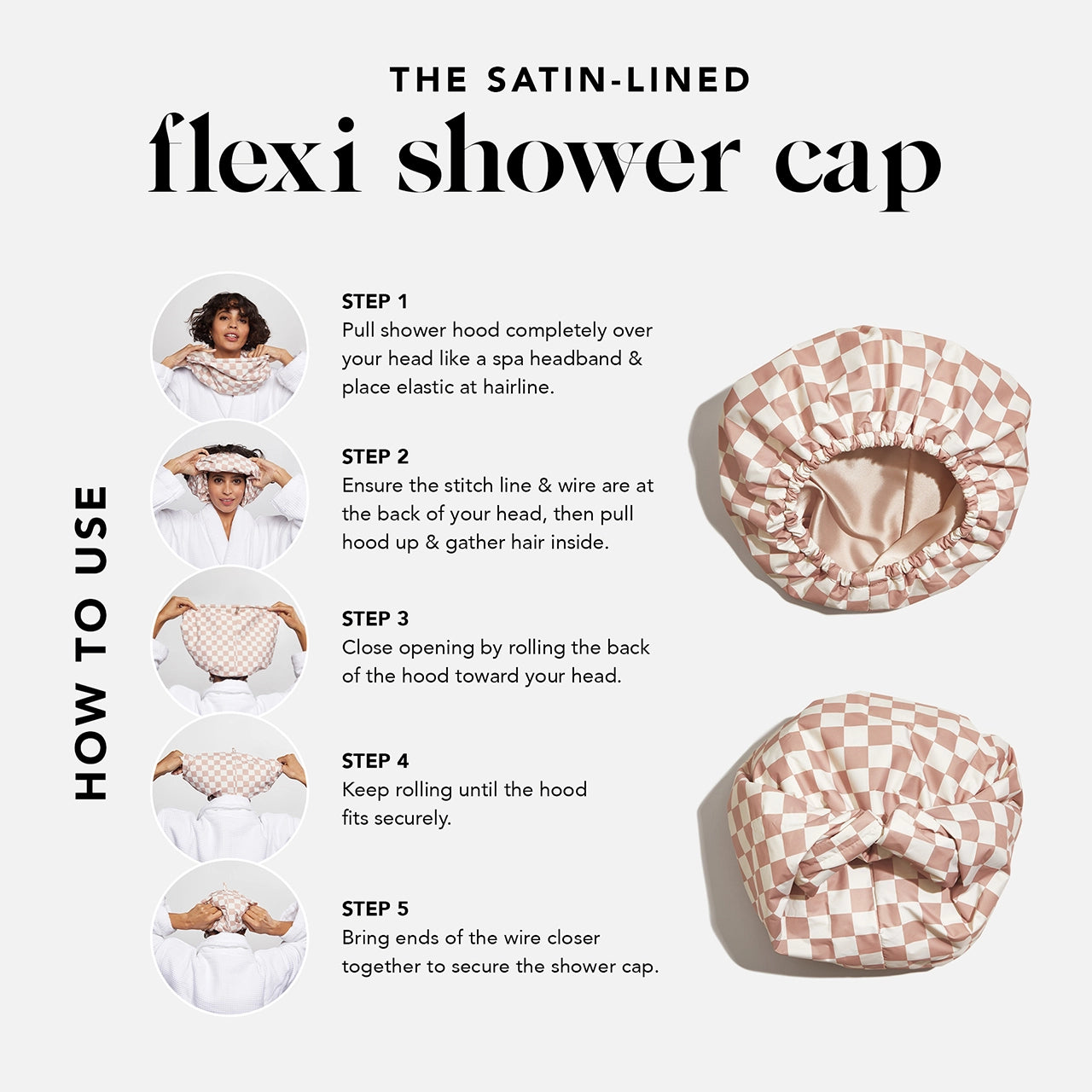 Satin-Lined Flexi Shower Cap