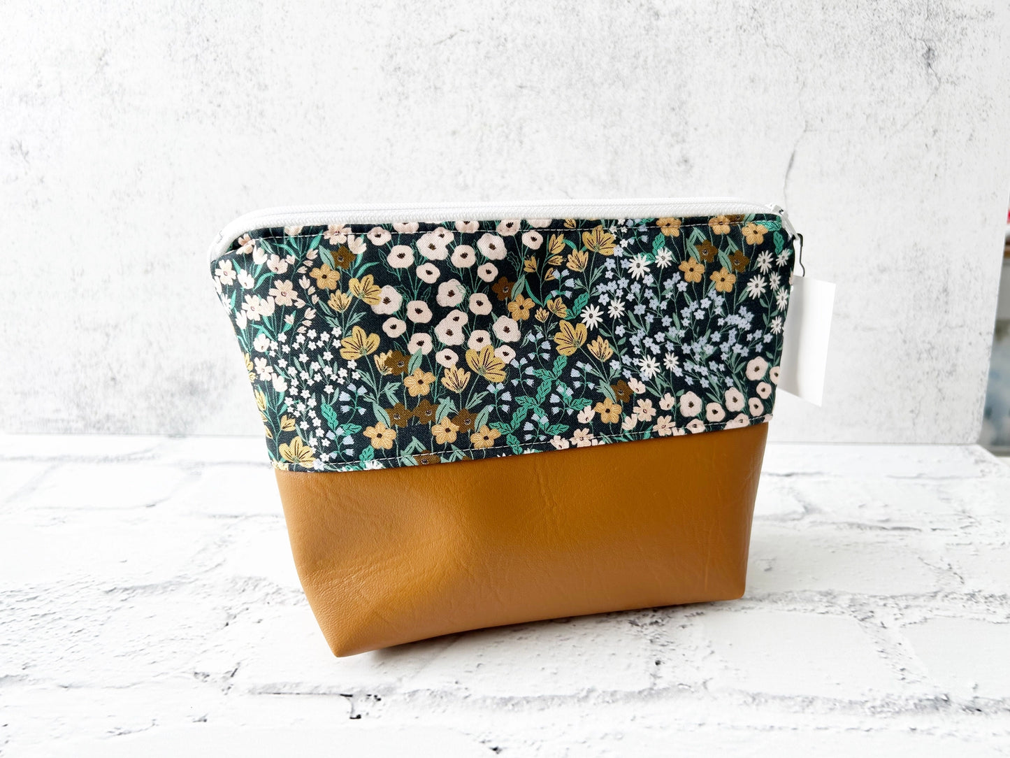 Makeup Bag with Vegan Leather Base