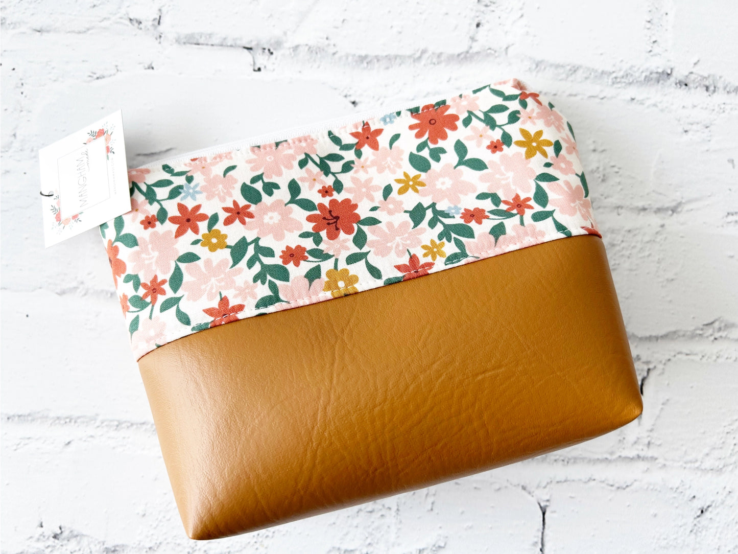 Makeup Bag with Vegan Leather Base