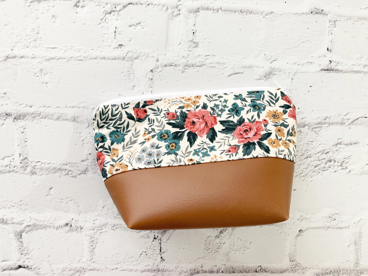 Makeup Bag with Vegan Leather Base