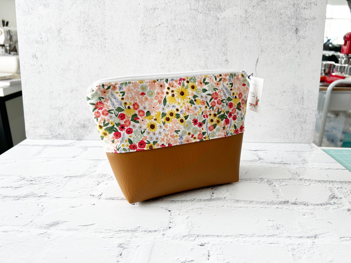 Makeup Bag with Vegan Leather Base