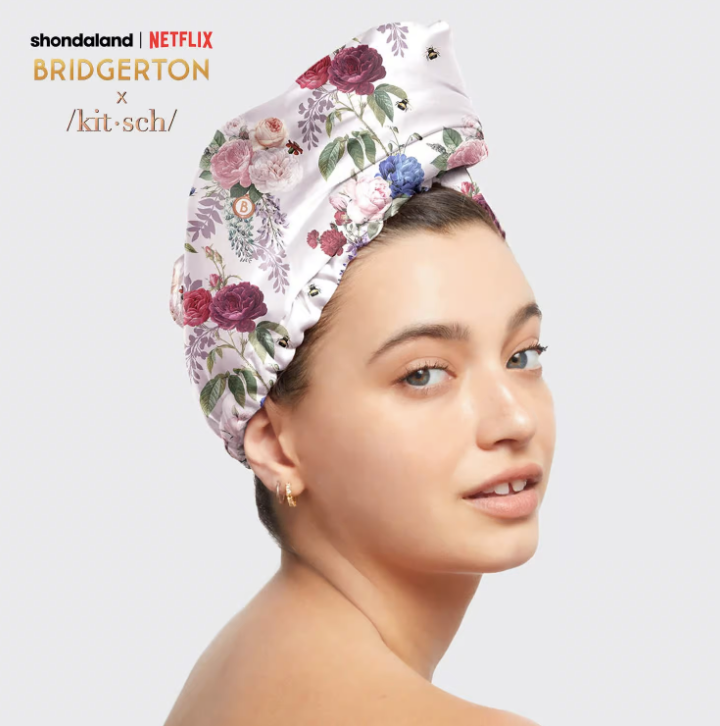 Bridgerton x Kitsch Satin-Wrapped Hair Towel - Floral