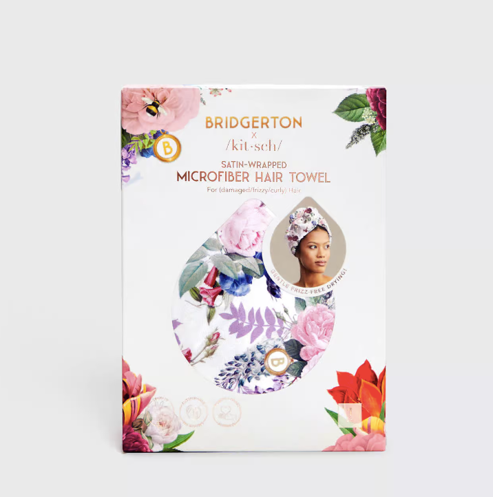 Bridgerton x Kitsch Satin-Wrapped Hair Towel - Floral