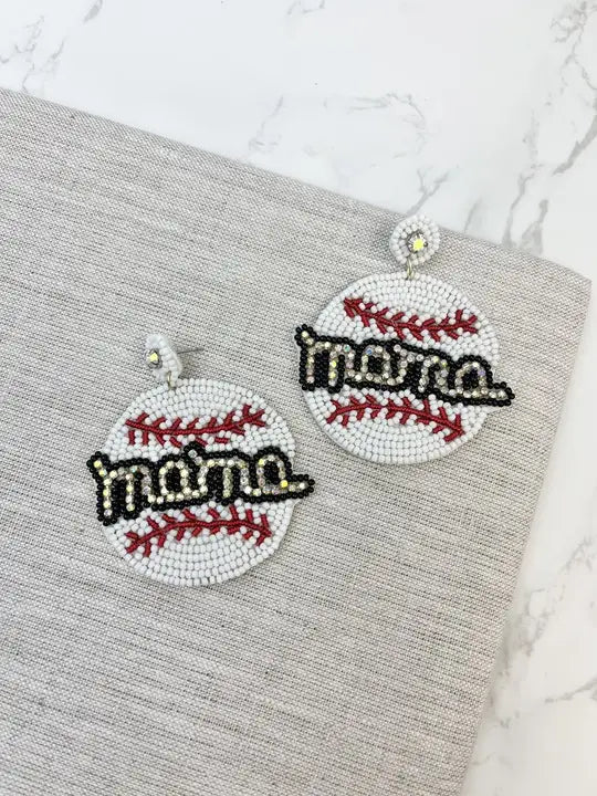 Baseball Beaded Earrings