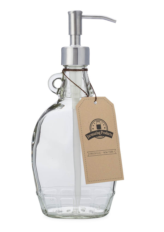 Glass Vintage Shape 16 oz. Dispenser Bottle Stainless Metal Pump