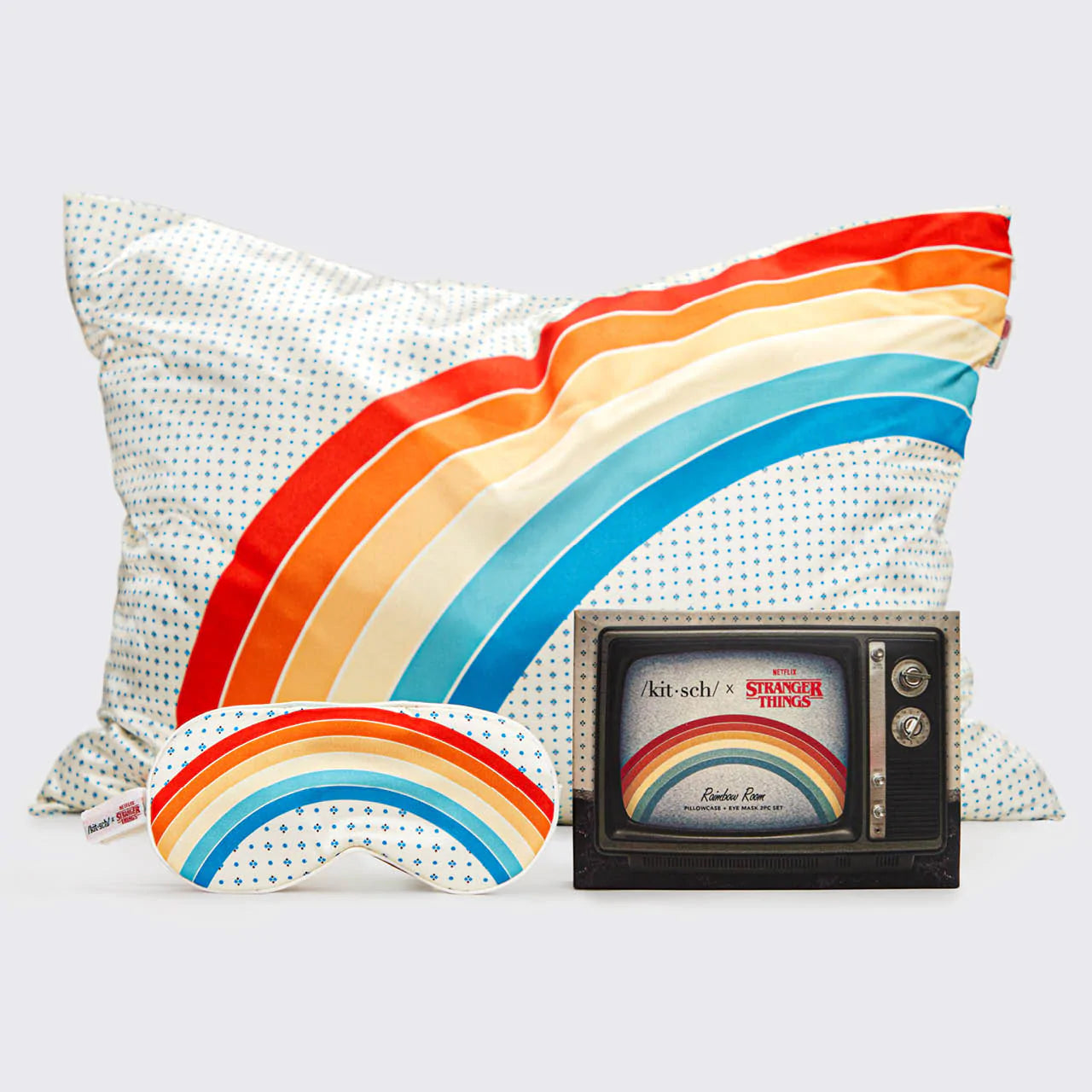 Rainbow Pillowcase + Eye Mask Set Kitsch x Stranger Things