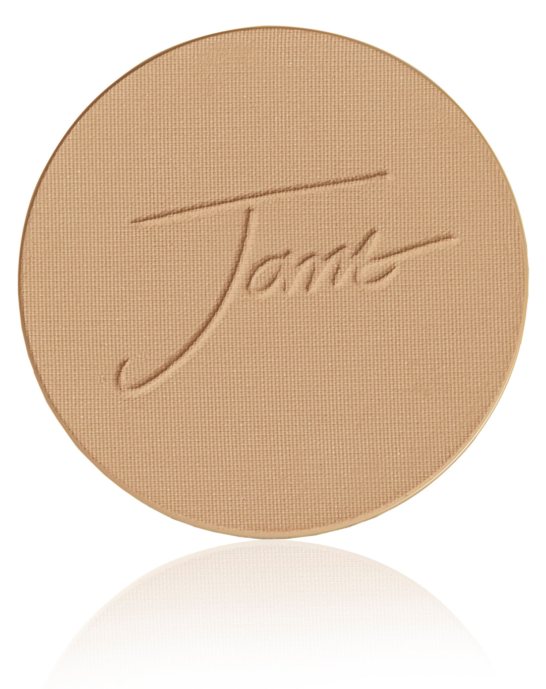 PurePressed® Base Mineral Foundation SPF 20/15 Refill in light-medium beige, featuring a textured surface with Tarte logo, offers buildable coverage and antioxidant-rich, vegan formula.