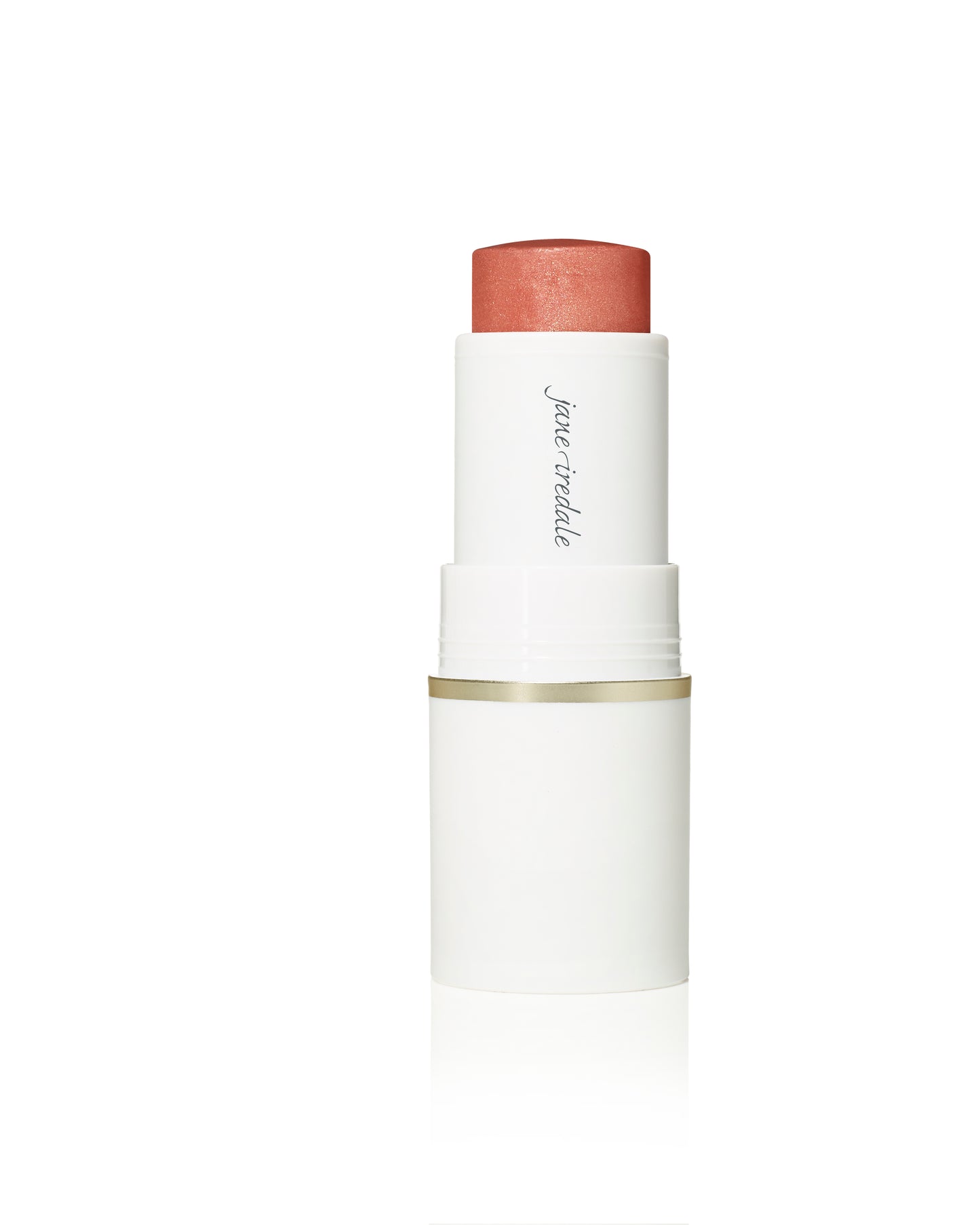 Glow Time® Blush Stick in white tube with rosy-peach balm exposed, offering a creamy, buildable formula for a natural, skin-like finish on cheeks or lips.