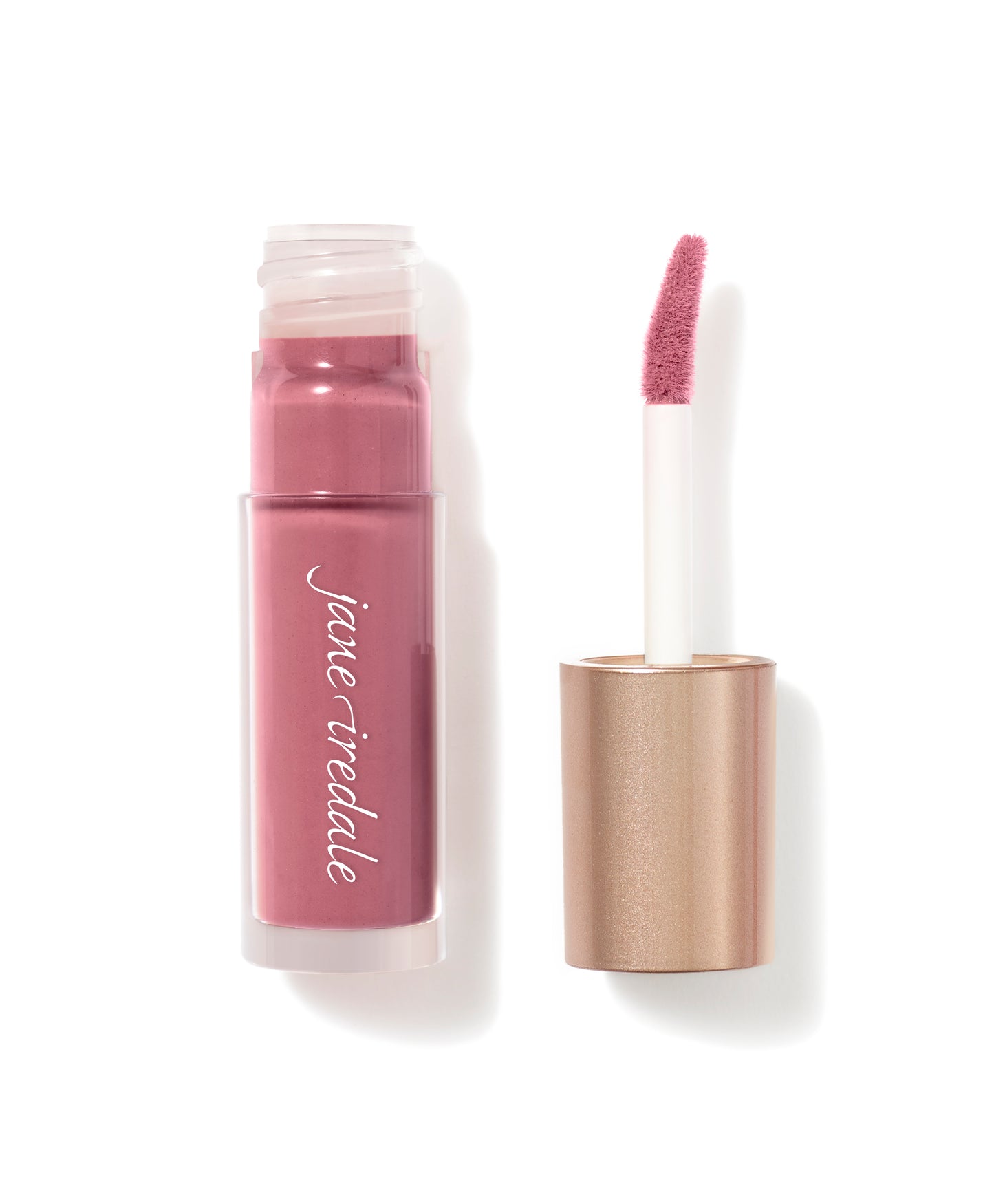 Jane Iredale Beyond Matte® Lip Stain: open tube with doe-foot applicator, showcasing a buildable, long-wearing matte formula for comfortable, vibrant lips.