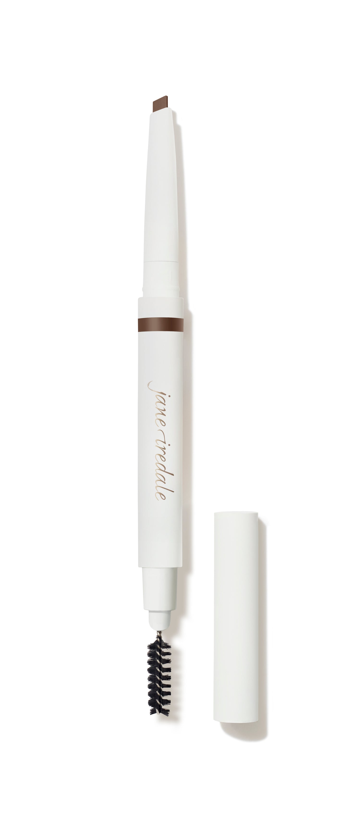 Dual-ended PureBrow® Shaping Pencil with retractable brow pencil and spoolie brush; perfect for defining, shaping, and blending brows for a polished look.