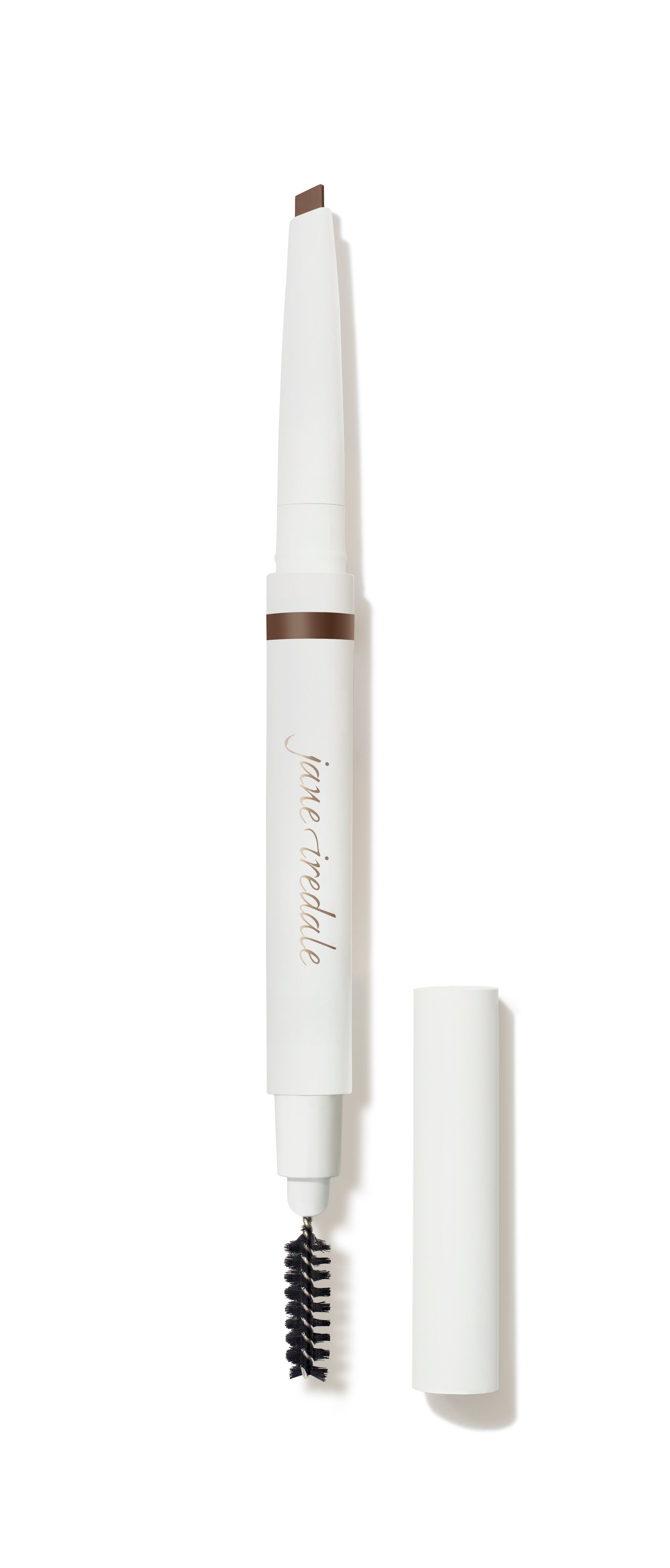 Dual-ended PureBrow® Shaping Pencil with retractable brow pencil and spoolie brush; perfect for defining, shaping, and blending brows for a polished look.