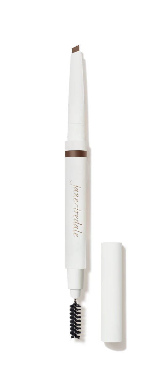 Dual-ended PureBrow® Shaping Pencil with retractable brow pencil and spoolie brush; perfect for defining, shaping, and blending brows for a polished look.