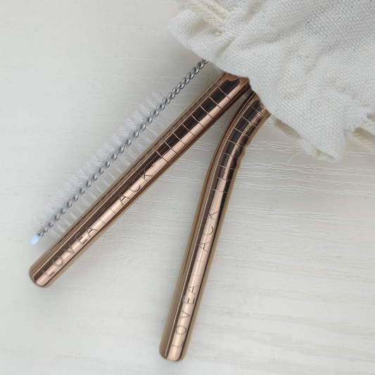 2pk Reusable Stainless Steel Drinking Straws - Bronze