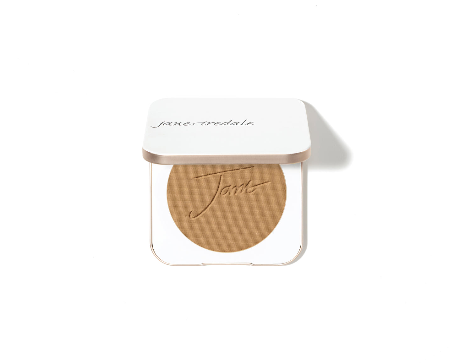 Jane Iredale PurePressed® Base Mineral Foundation SPF 20/15 Refill; compact with tan powder, logo-embossed lid; combines foundation, concealer, and sunscreen.