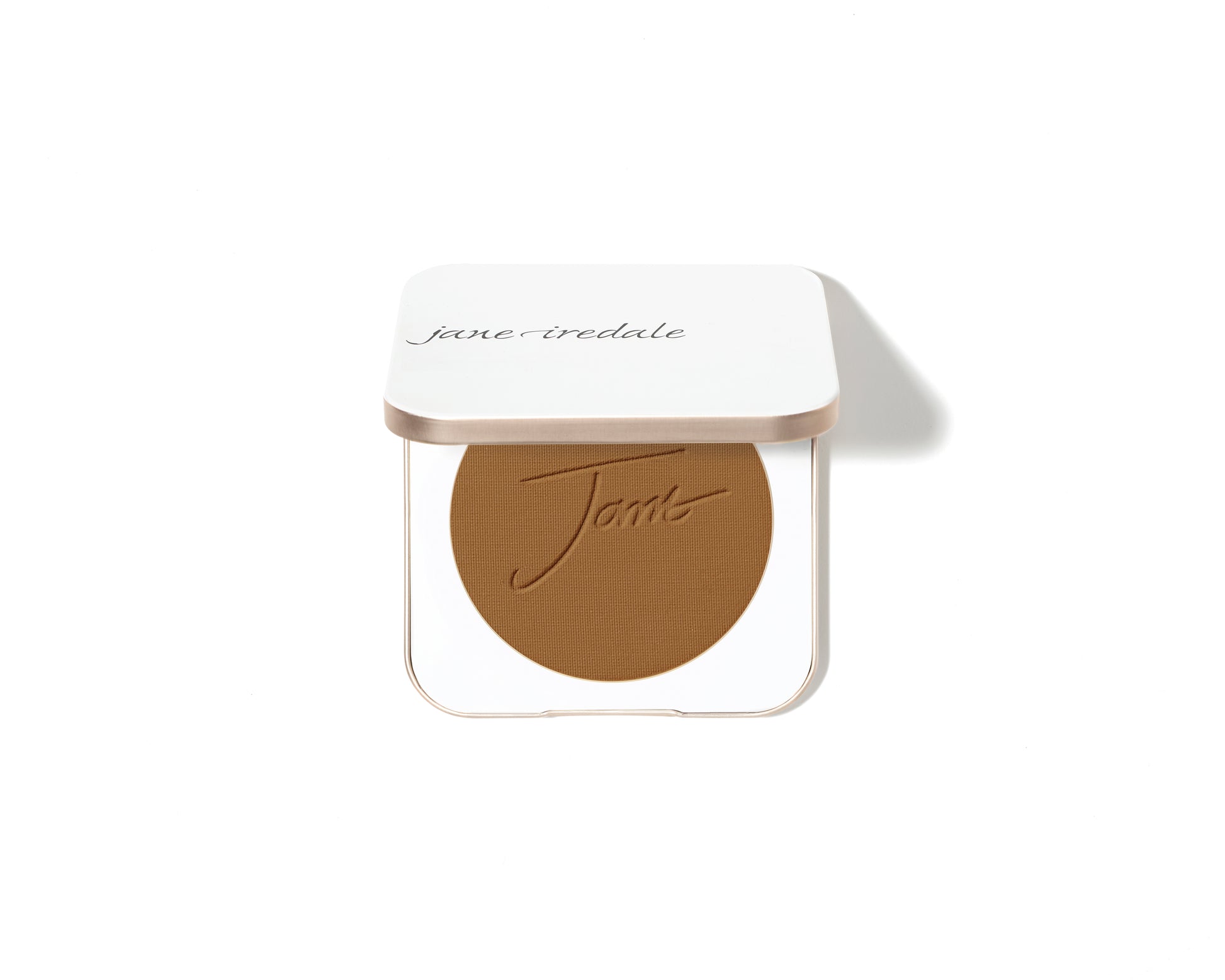 Jane Iredale PurePressed® Base Mineral Foundation SPF 20/15 Refill in a white-and-gold compact, offering multi-functional coverage and protection.