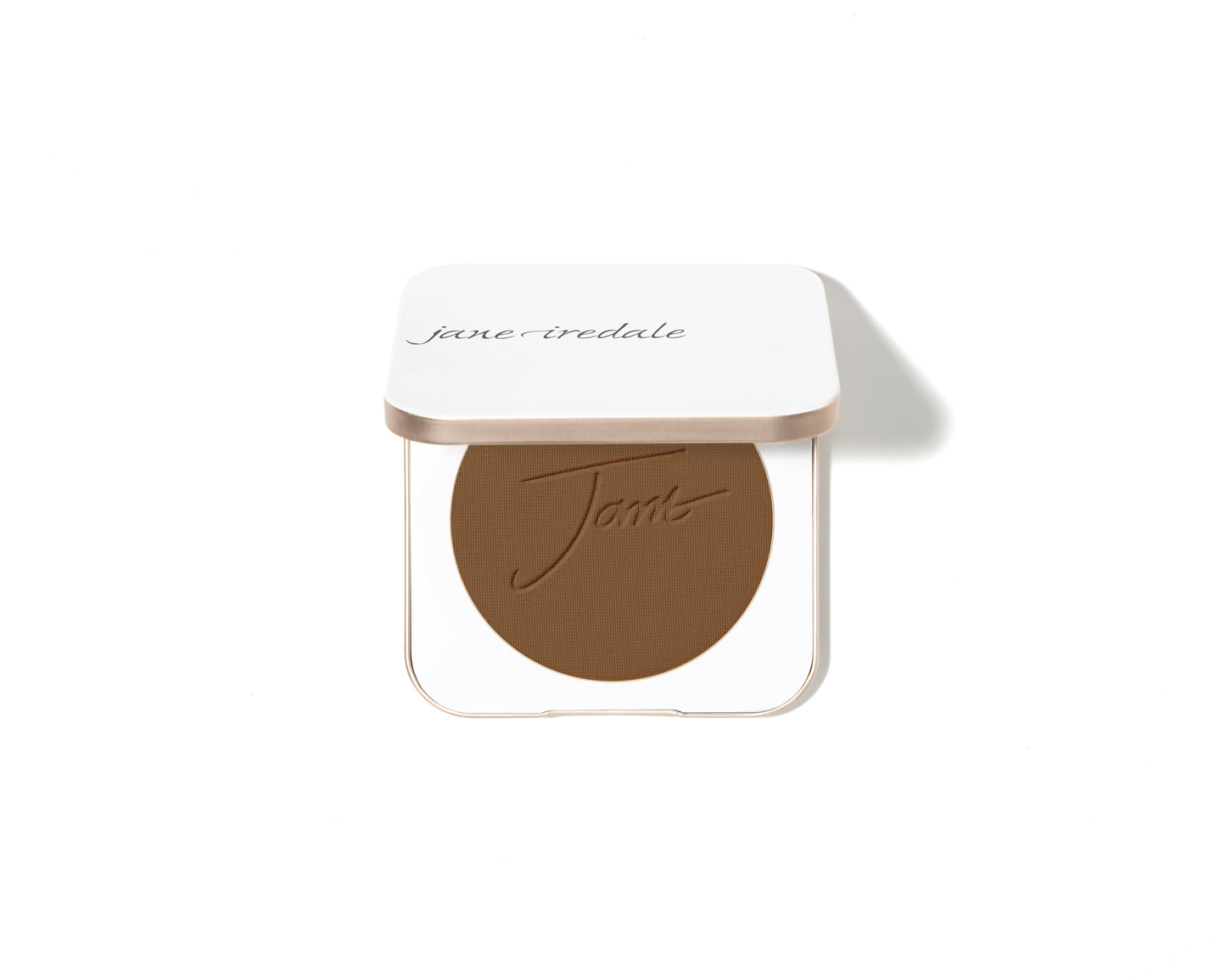 Jane Iredale PurePressed® Base Mineral Foundation SPF 20/15 Refill in compact, featuring embossed Jane on pressed powder.