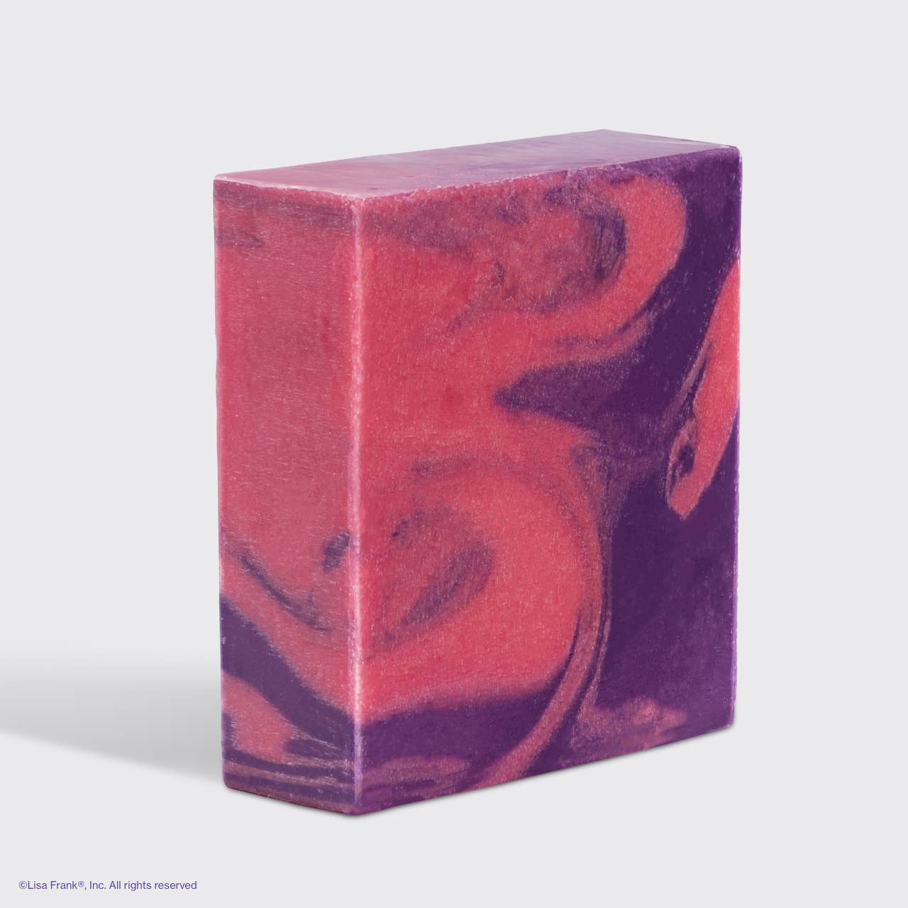Lisa Frank x Kitsch Dancing Dreams Body Wash Bar with pink-purple swirl design, offering a gentle, sustainable cleanse without harsh chemicals.