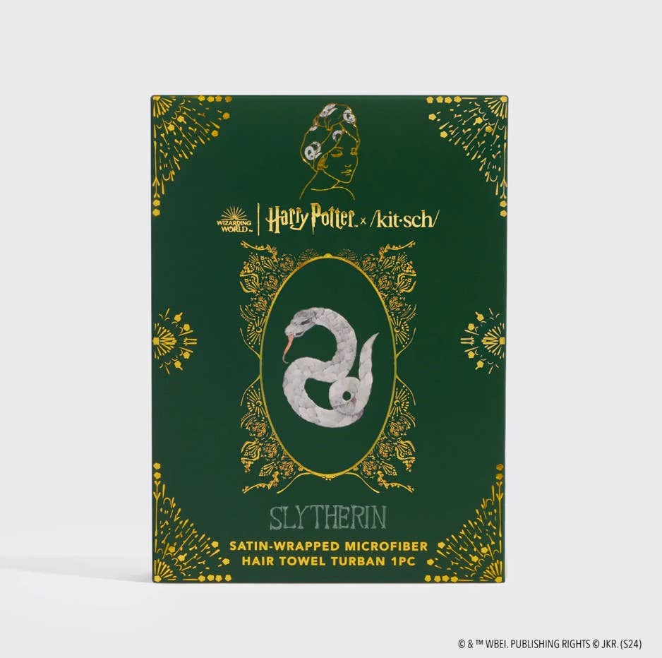 Harry Potter x Kitsch Satin-Wrapped Hair Towel - Slytherin