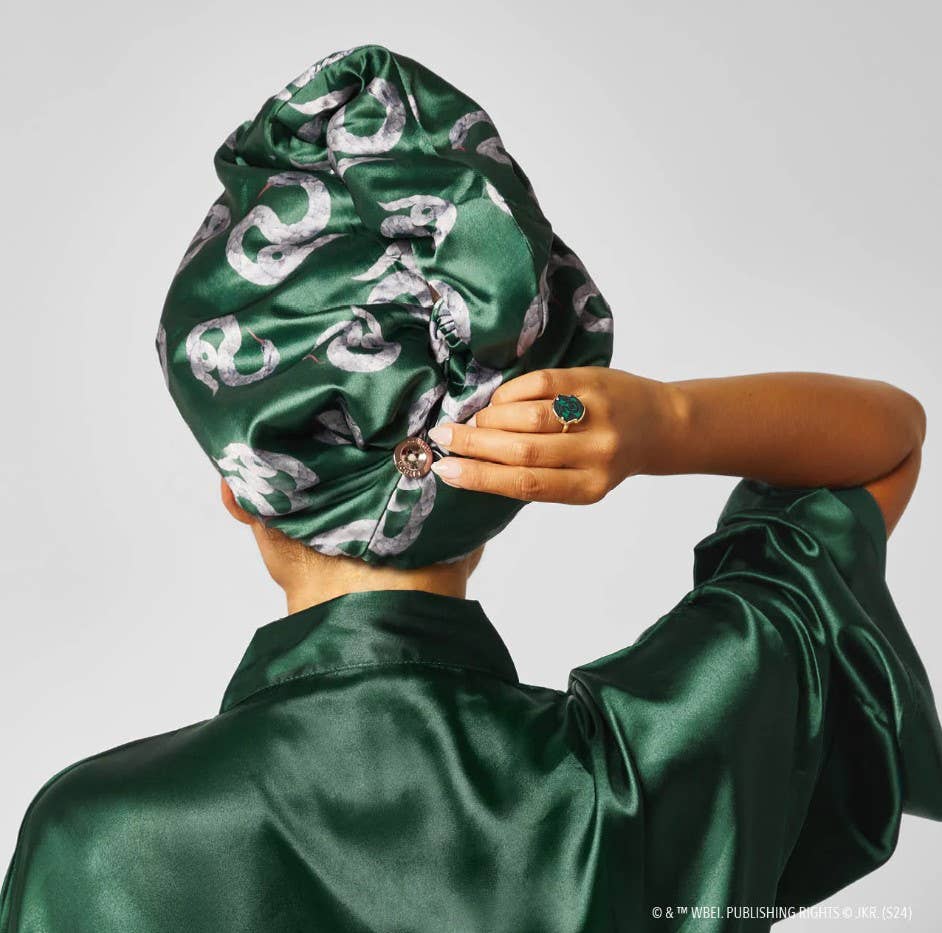 Harry Potter x Kitsch Satin-Wrapped Hair Towel - Slytherin