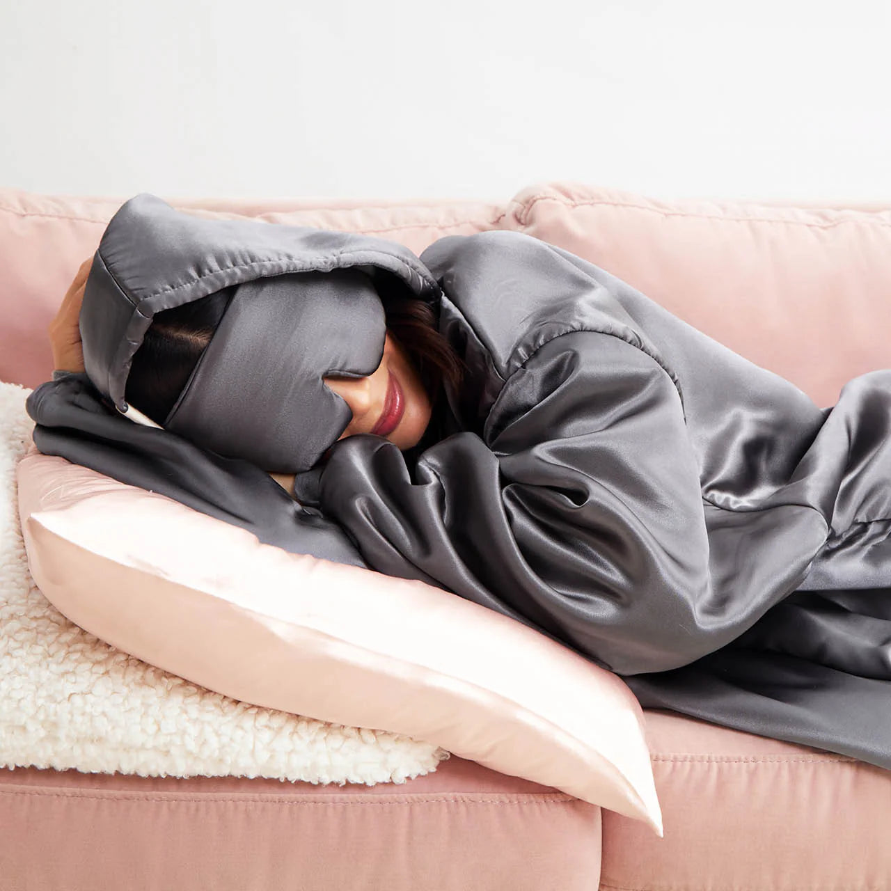 Glazey Satin Hoodie - Blush