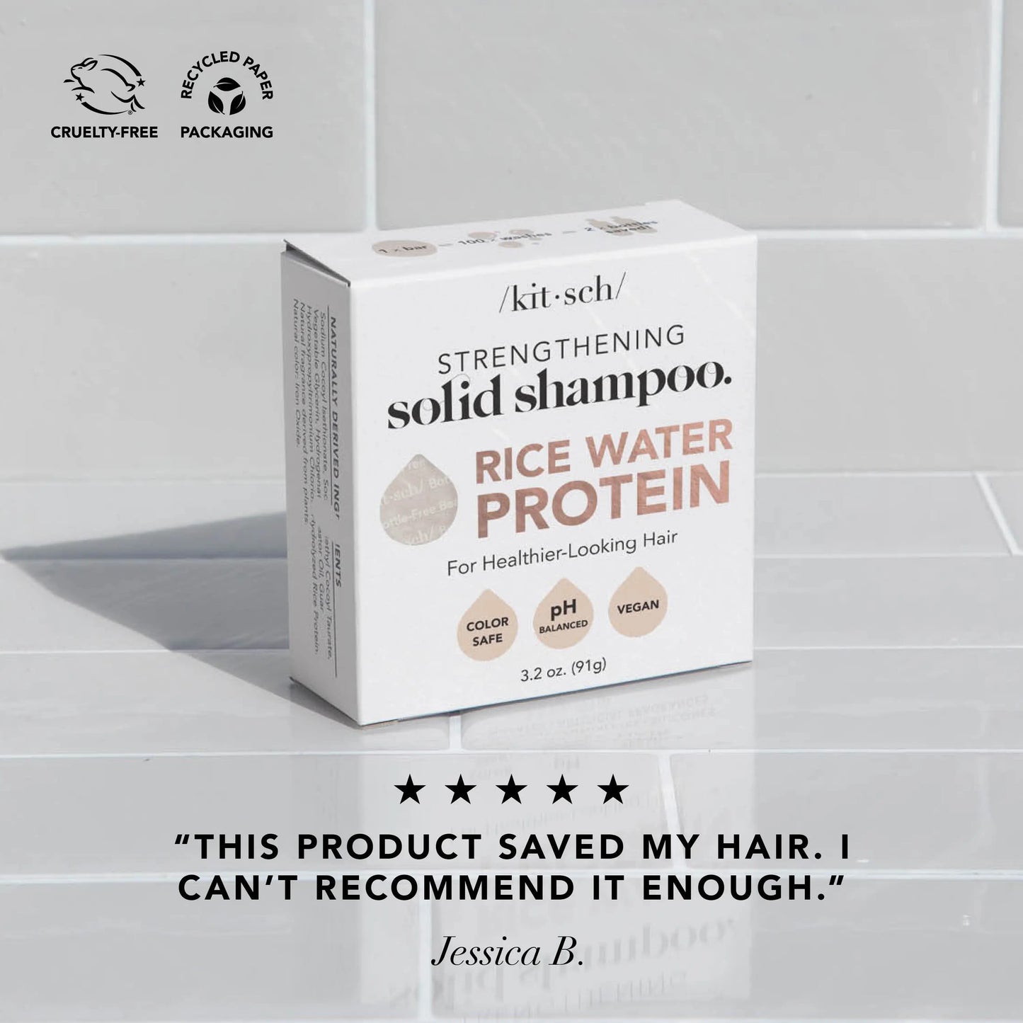 Strengthening Solid Shampoo with Rice Water Protein