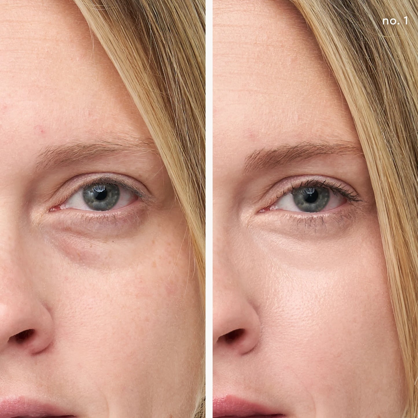 Circle\Delete® Concealer before-and-after shows reduced under-eye puffiness and redness, achieving smoother, brighter skin, aligning with Beauty Shop Bellaire's clean beauty ethos.