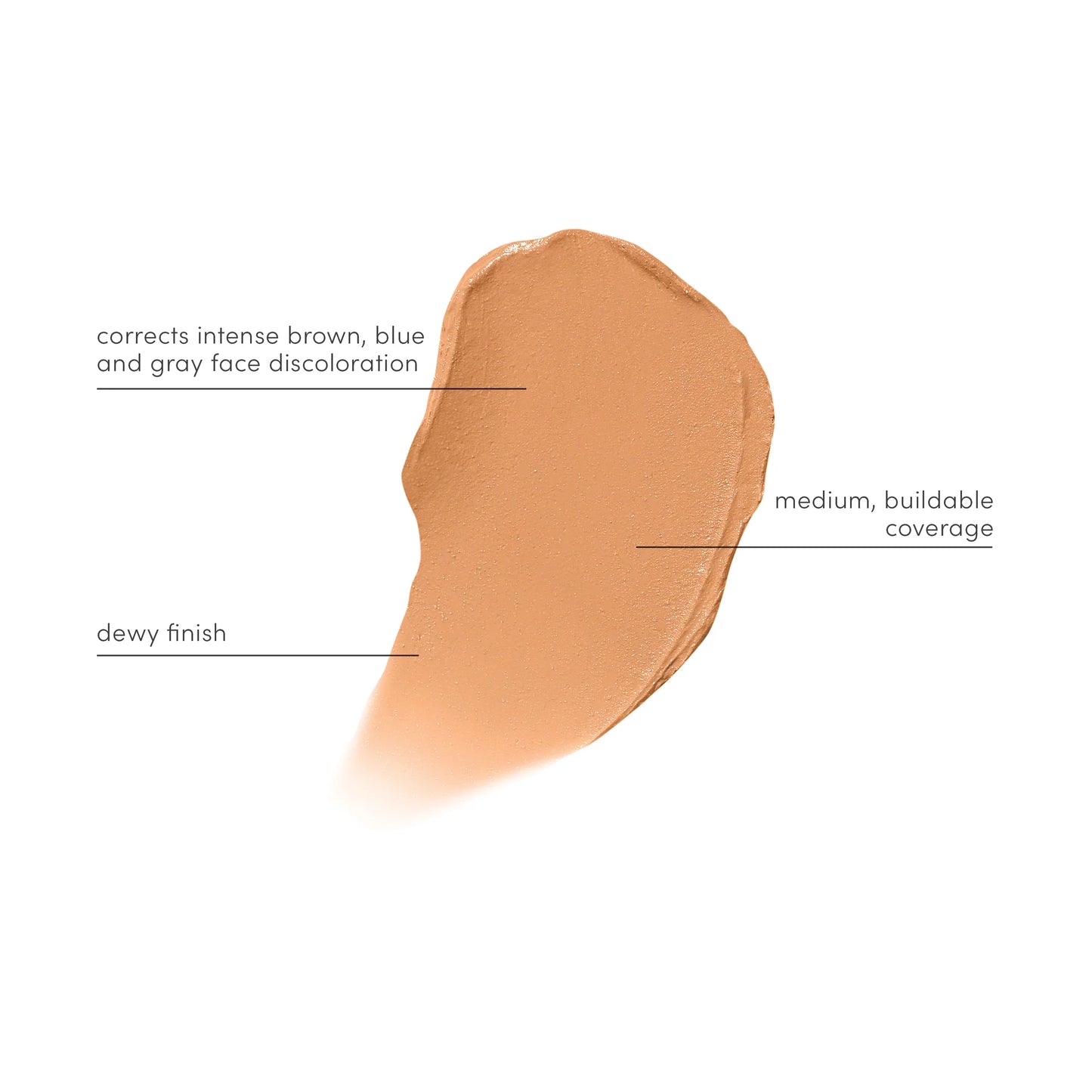 Peach-toned Enlighten Concealer™ swatch highlighting its medium, buildable coverage, dewy finish, and ability to correct intense discoloration for brightening and even complexion.