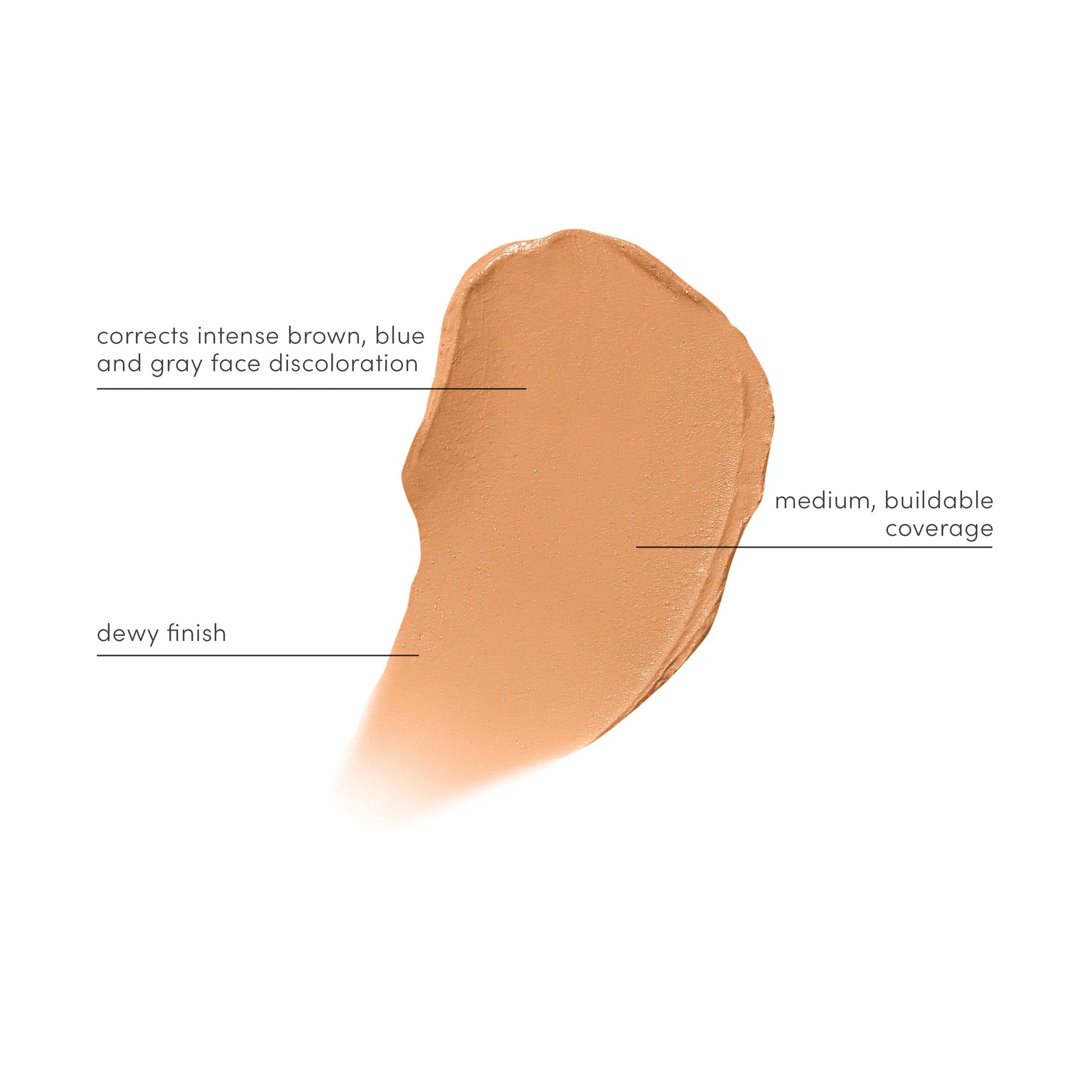 Peach-toned Enlighten Concealer™ swatch highlighting its medium, buildable coverage, dewy finish, and ability to correct intense discoloration for brightening and even complexion.