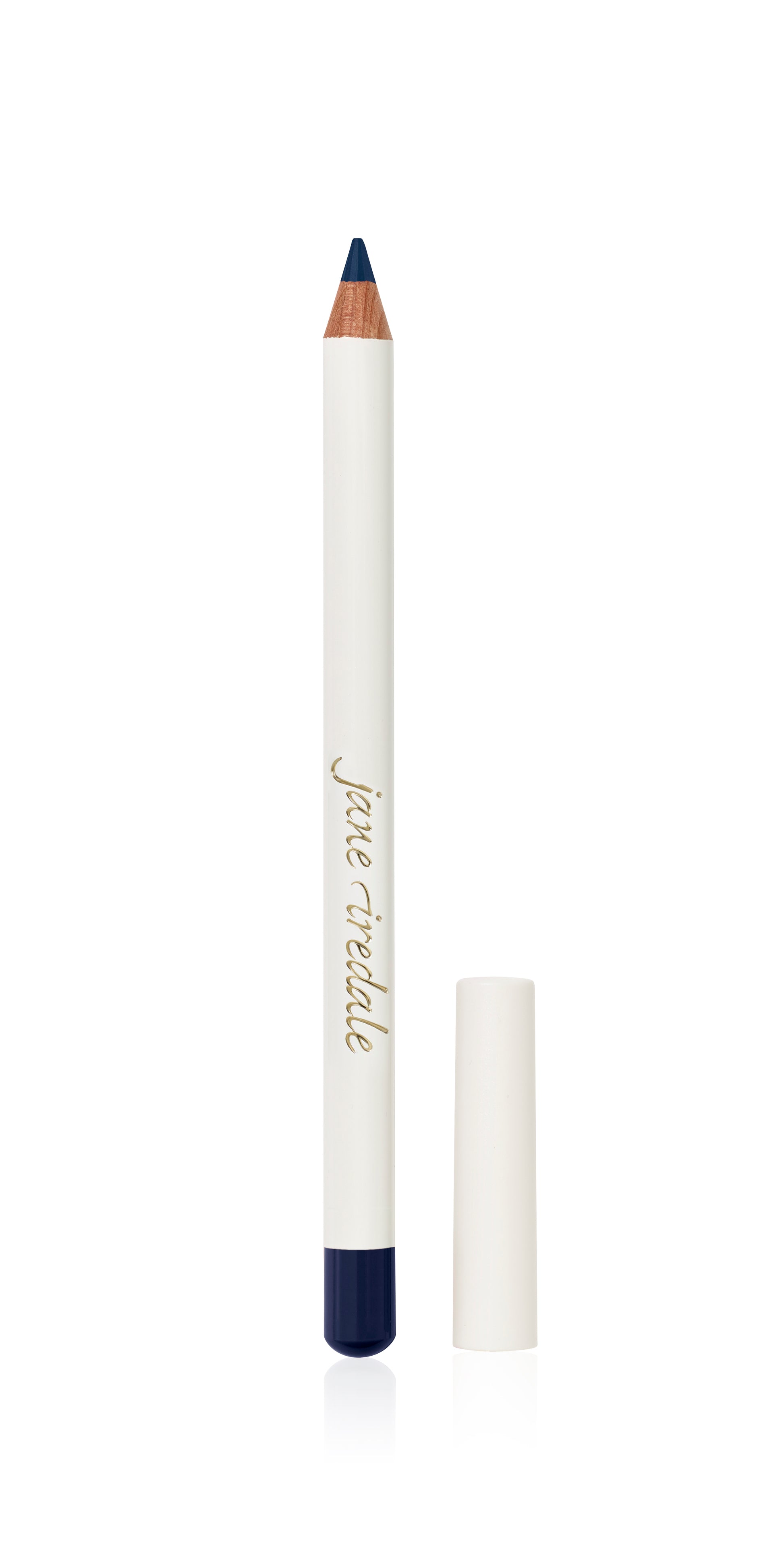 Jane Iredale Eye Pencil in deep navy, with white casing and gold logo, designed for smooth, irritation-free application and long-wearing, smudge-resistant wear.