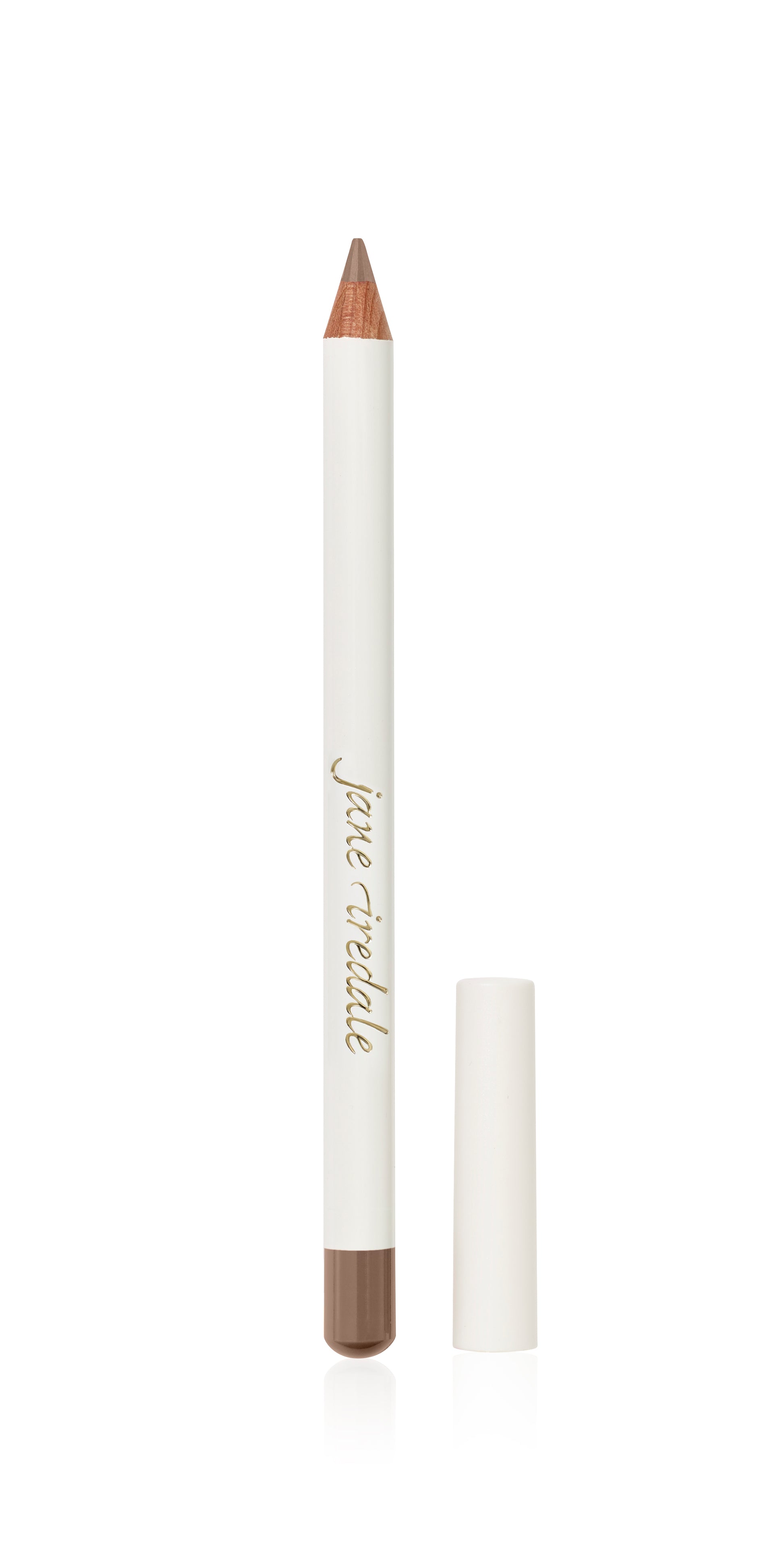 Jane Iredale Eye Pencil with white barrel and cap, featuring smooth, creamy application for defined eyes. Ideal for sensitive eyes, long-wearing, and smudge-resistant.
