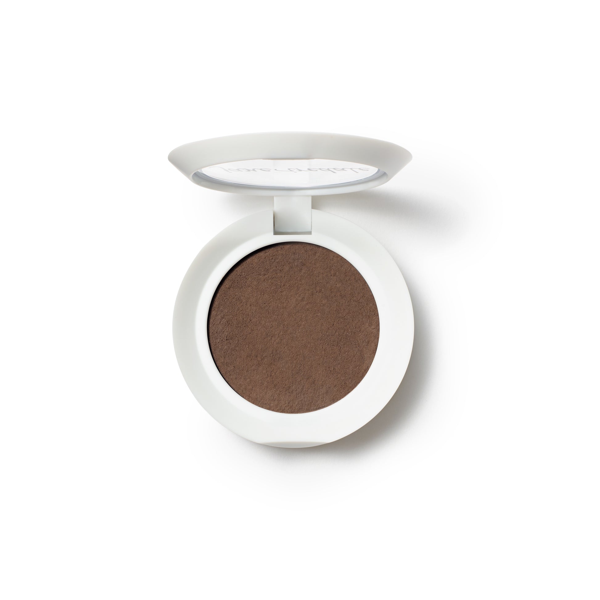 PureBrow® Brow Powder compact open, showcasing matte brown powder for natural, buildable brow definition. Ideal for precise or diffused application, aligning with clean beauty standards.