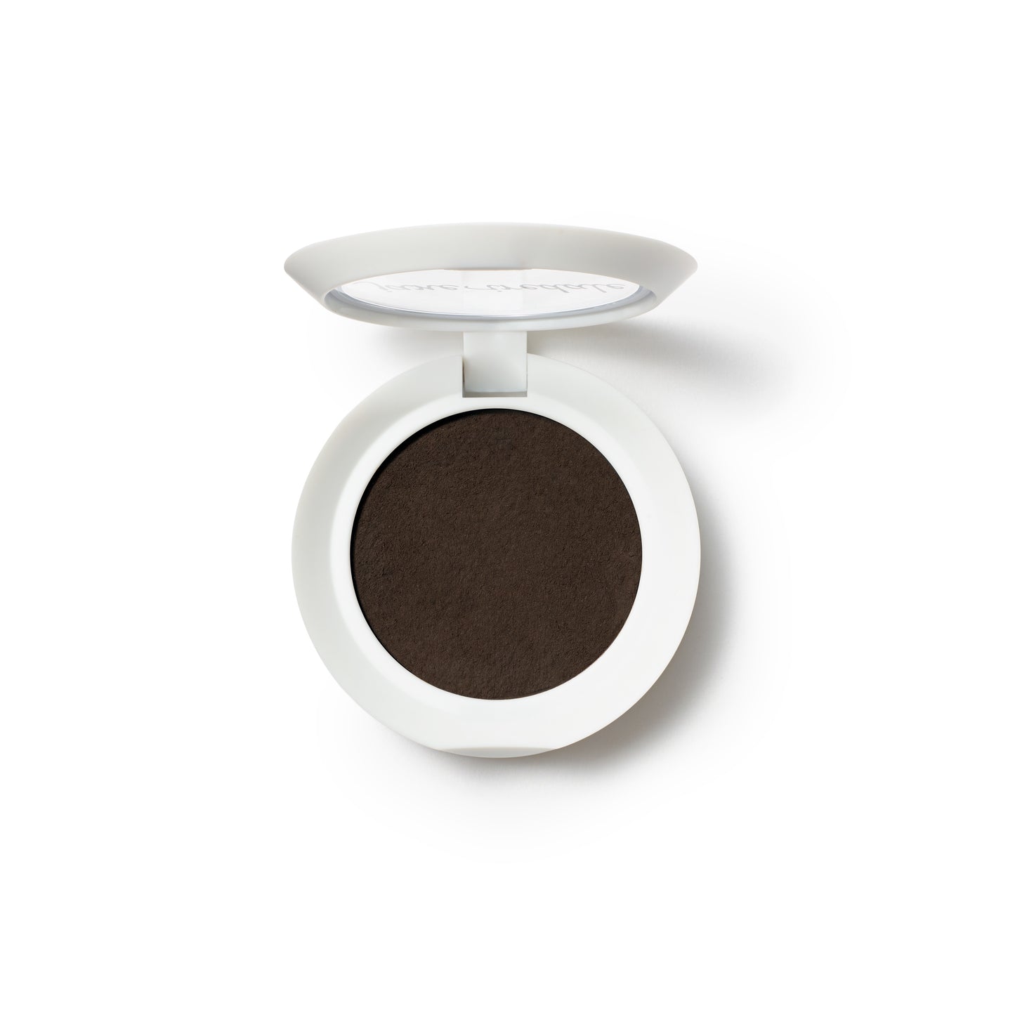 PureBrow® Brow Powder in a minimalist white compact, showcasing a deep brown pressed powder for defining and shaping brows naturally.