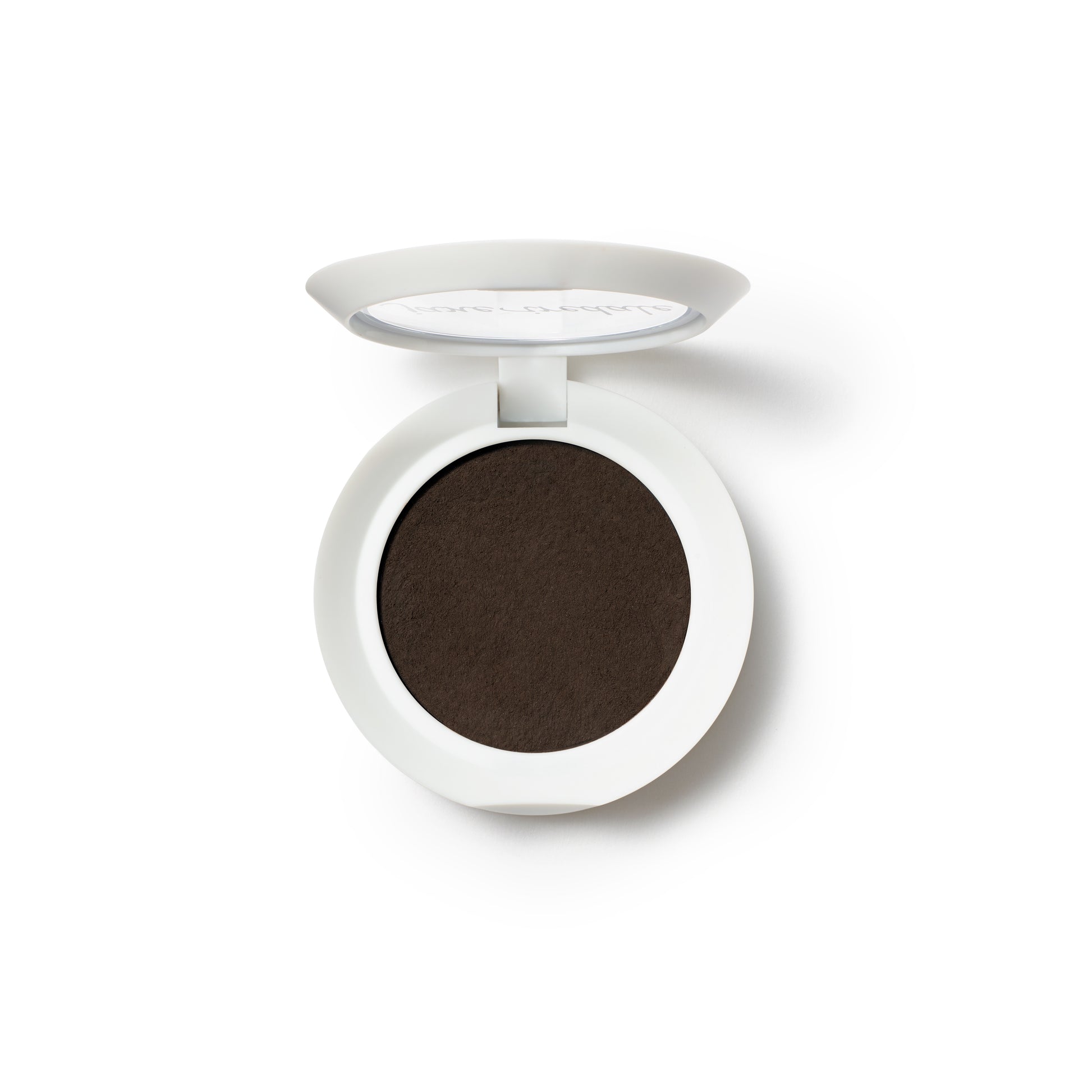 PureBrow® Brow Powder in a minimalist white compact, showcasing a deep brown pressed powder for defining and shaping brows naturally.