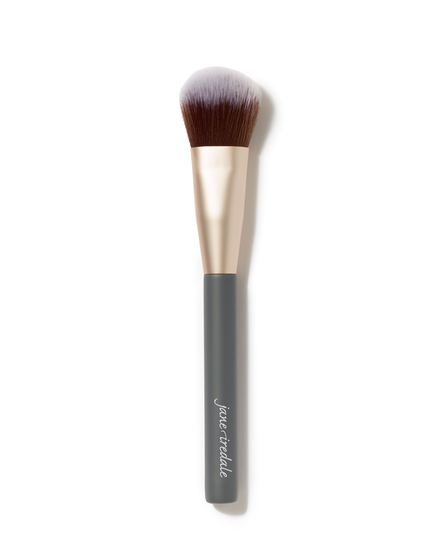 Cheek Brush with a dark handle, metallic ferrule, and fluffy bristles for even blush, bronzer, and highlighter application. Perfect for natural, professional makeup results.