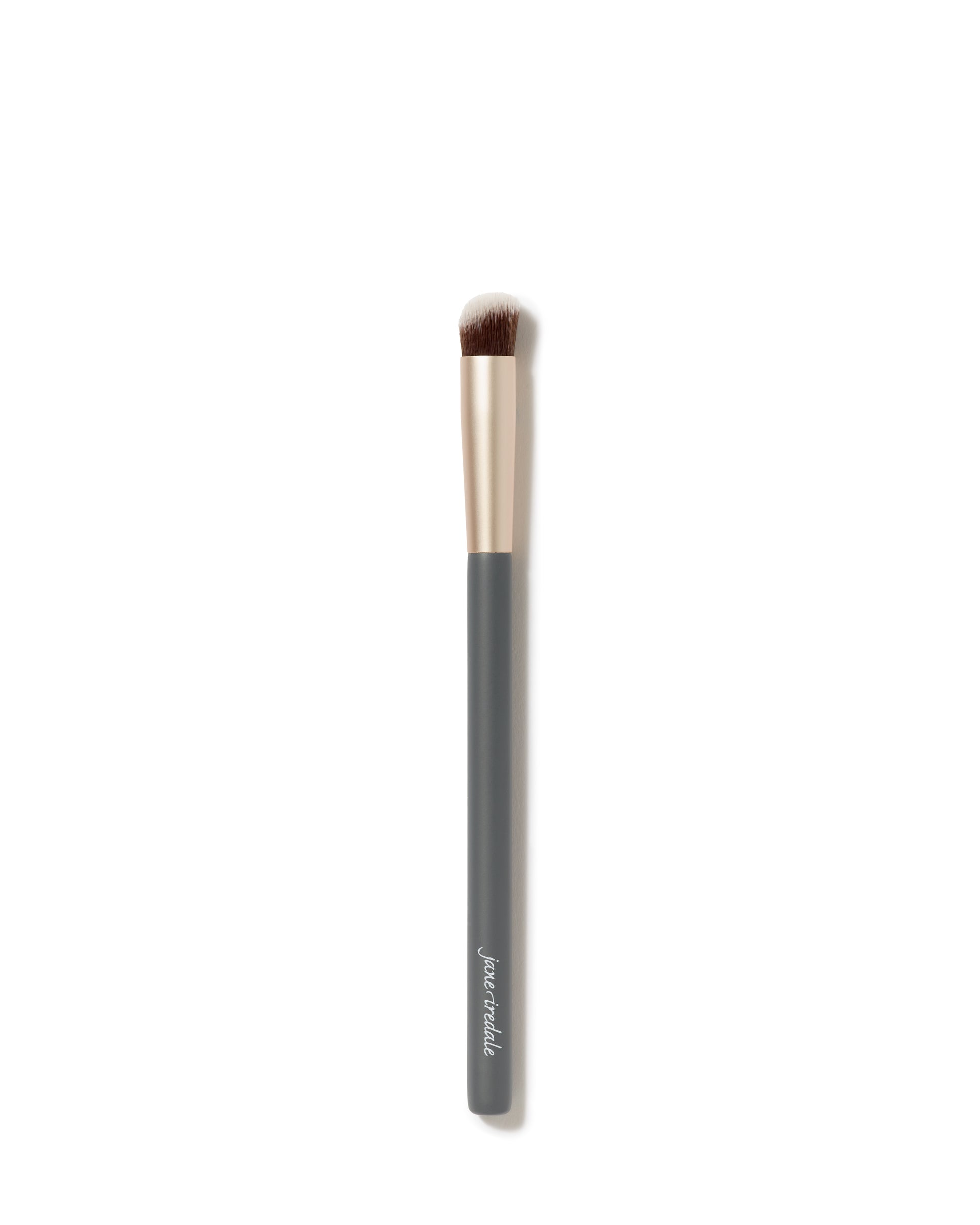Concealer Brush with matte-grey handle, gold ferrule, dense bristles; ideal for precise under-eye concealer application, designed for even, professional results.