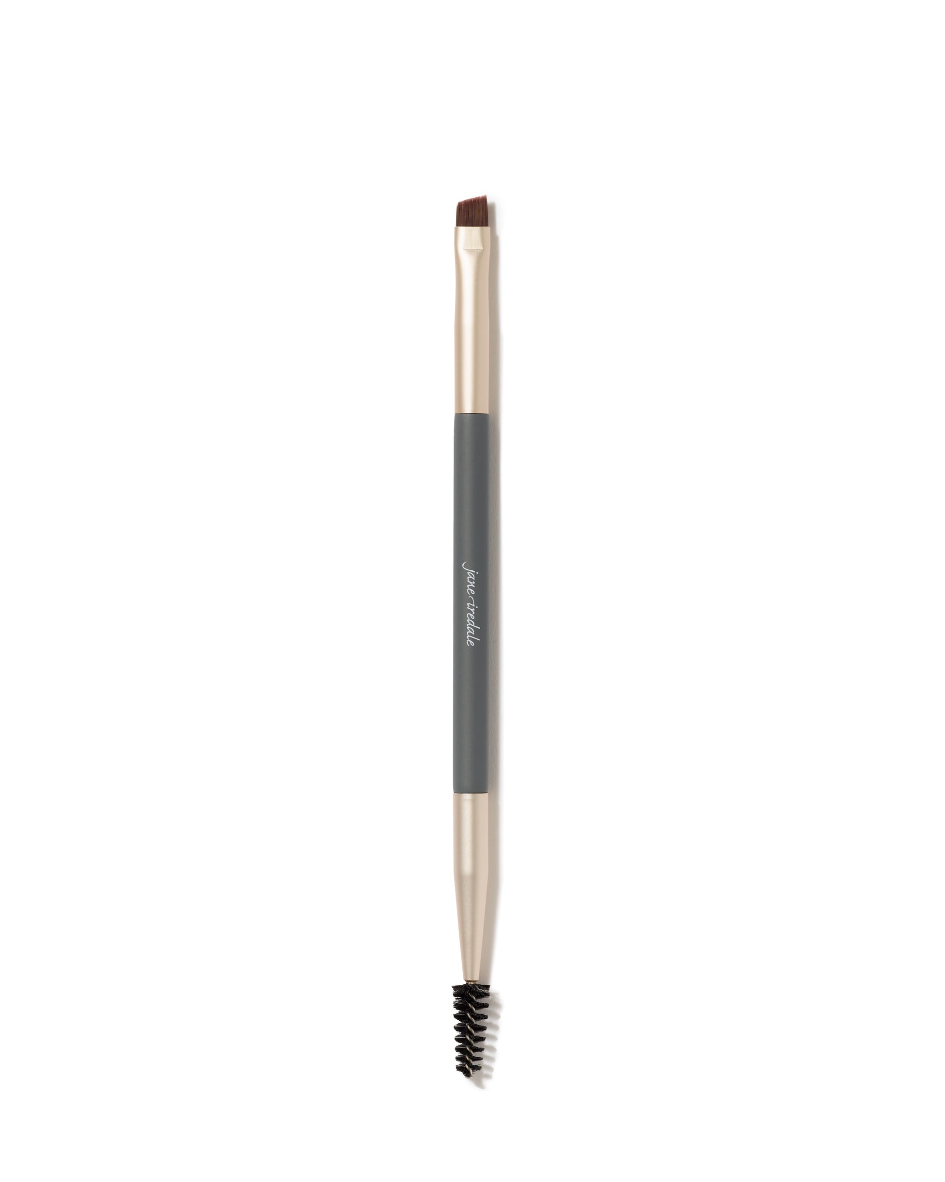 Eye/Brow Brush featuring an angled head for precise application and a spoolie for blending, crafted with soft fibers for even, professional results.