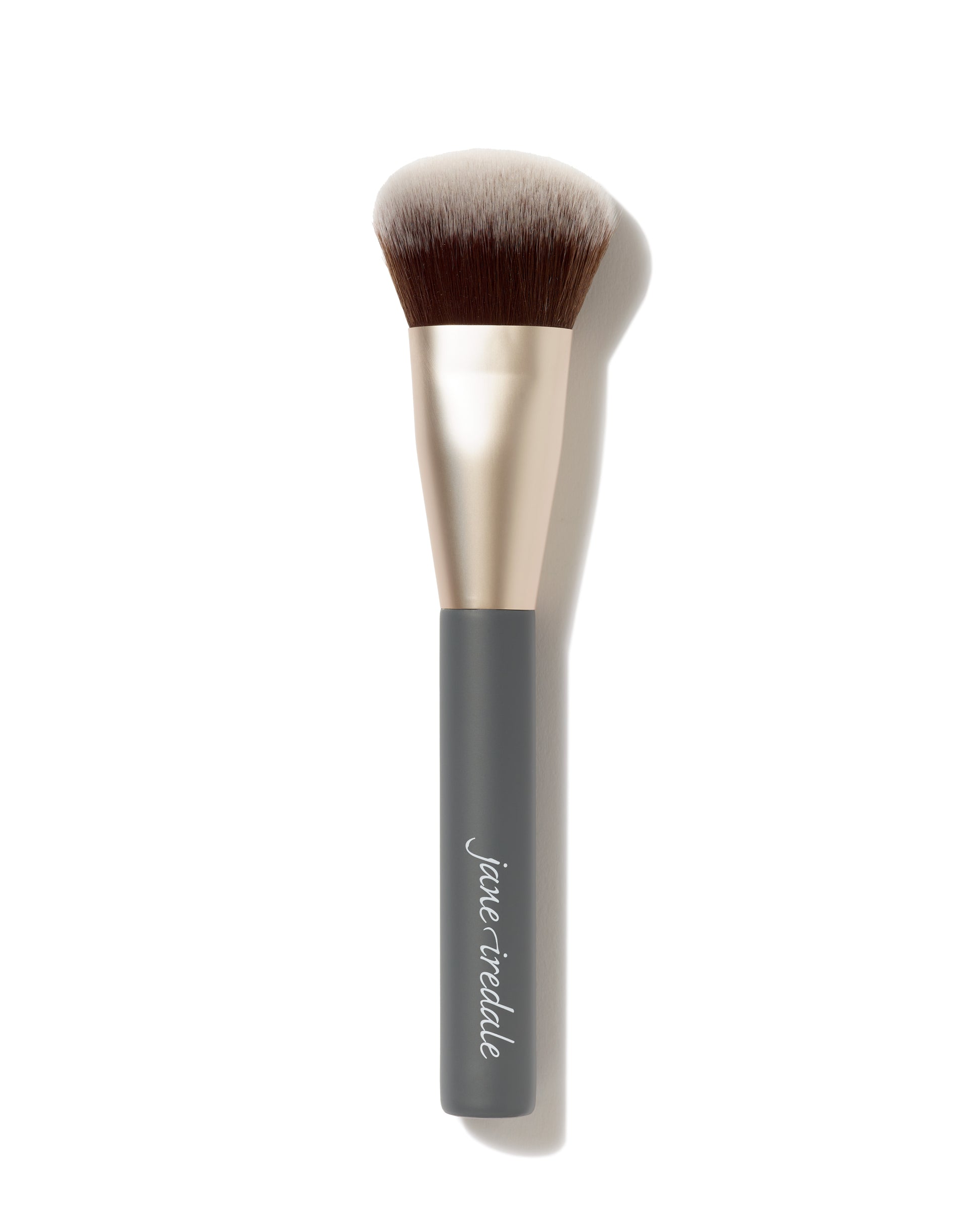 Multiuse Blending Brush with flat-top bristles and gold ferrule, ideal for even application of various makeup formulas.