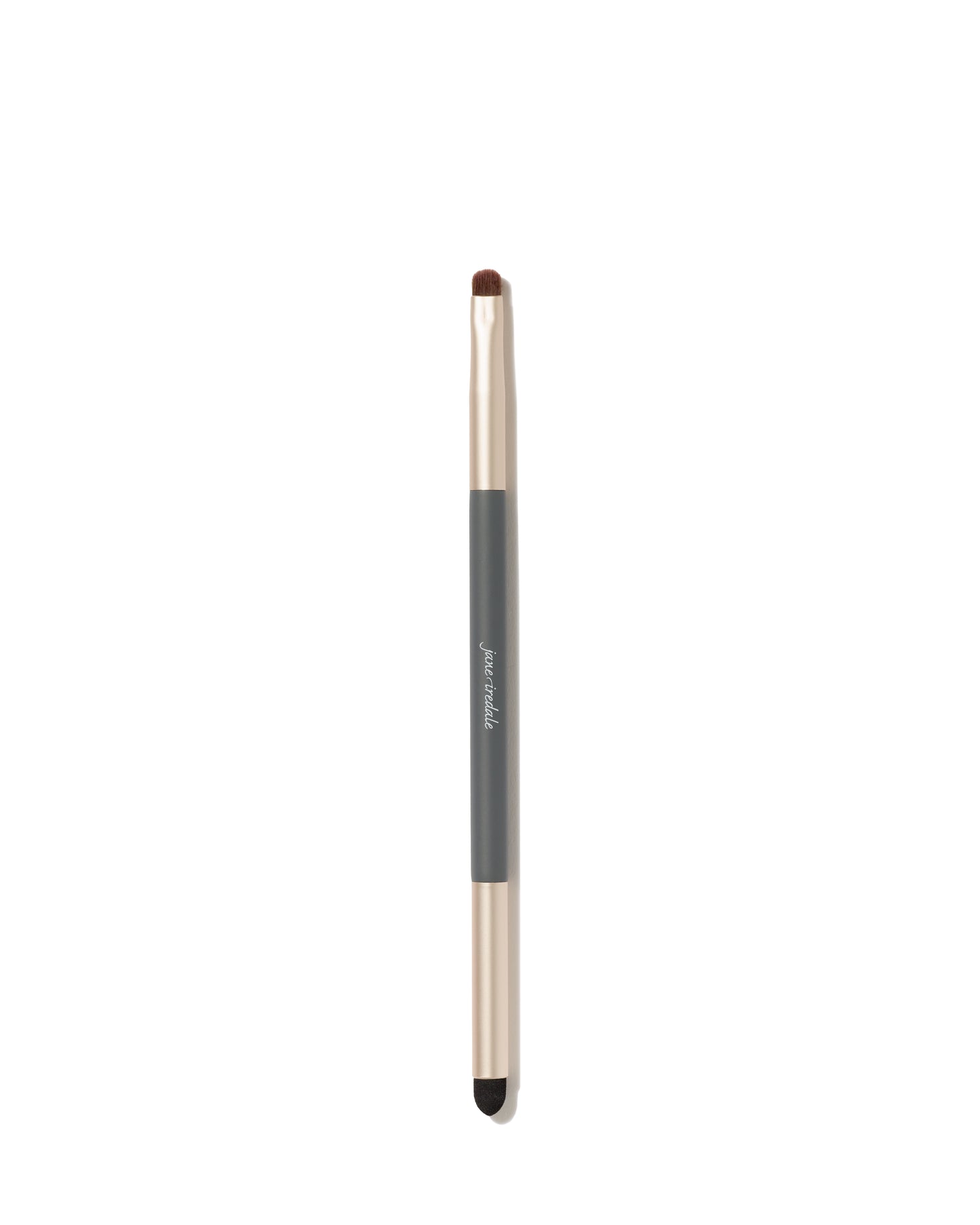 Smudge Eye Brush with dual-ended design: dense brush for blending, sponge tip for precision. Features jane iredale logo, crafted with soft, professional-quality fibers.