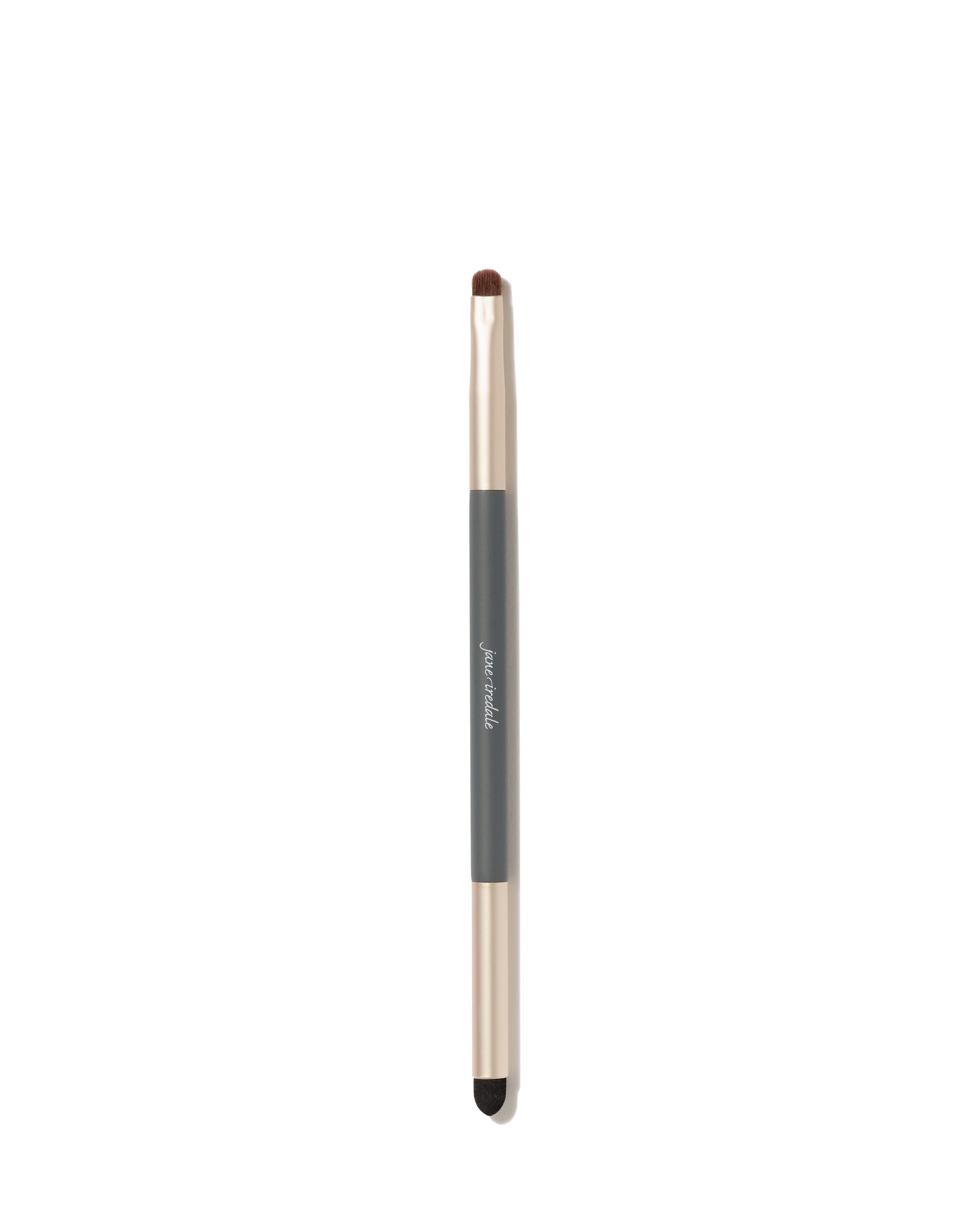 Smudge Eye Brush with dual-ended design: dense brush for blending, sponge tip for precision. Features jane iredale logo, crafted with soft, professional-quality fibers.
