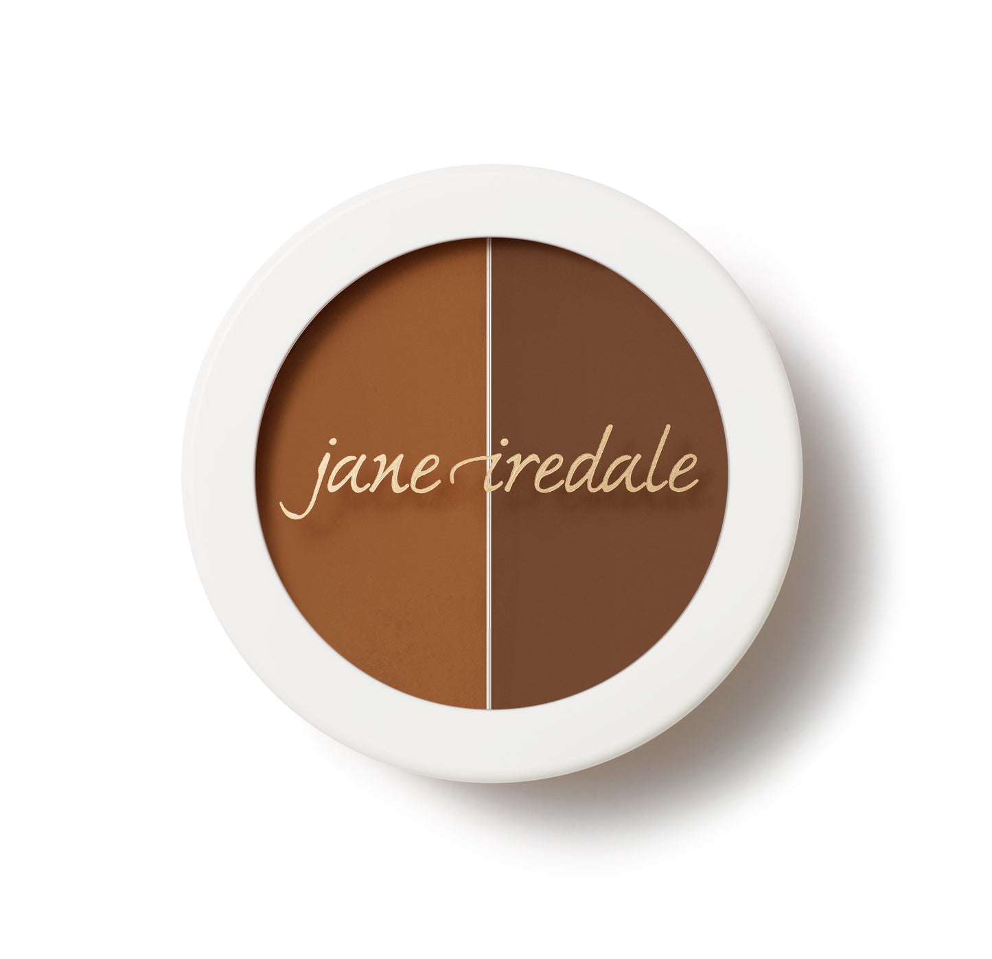 Circle\Delete® Concealer compact with two pressed powder shades for spot correction and under-eye brightening, featuring blendable formula in medium-tan and deeper-brown.